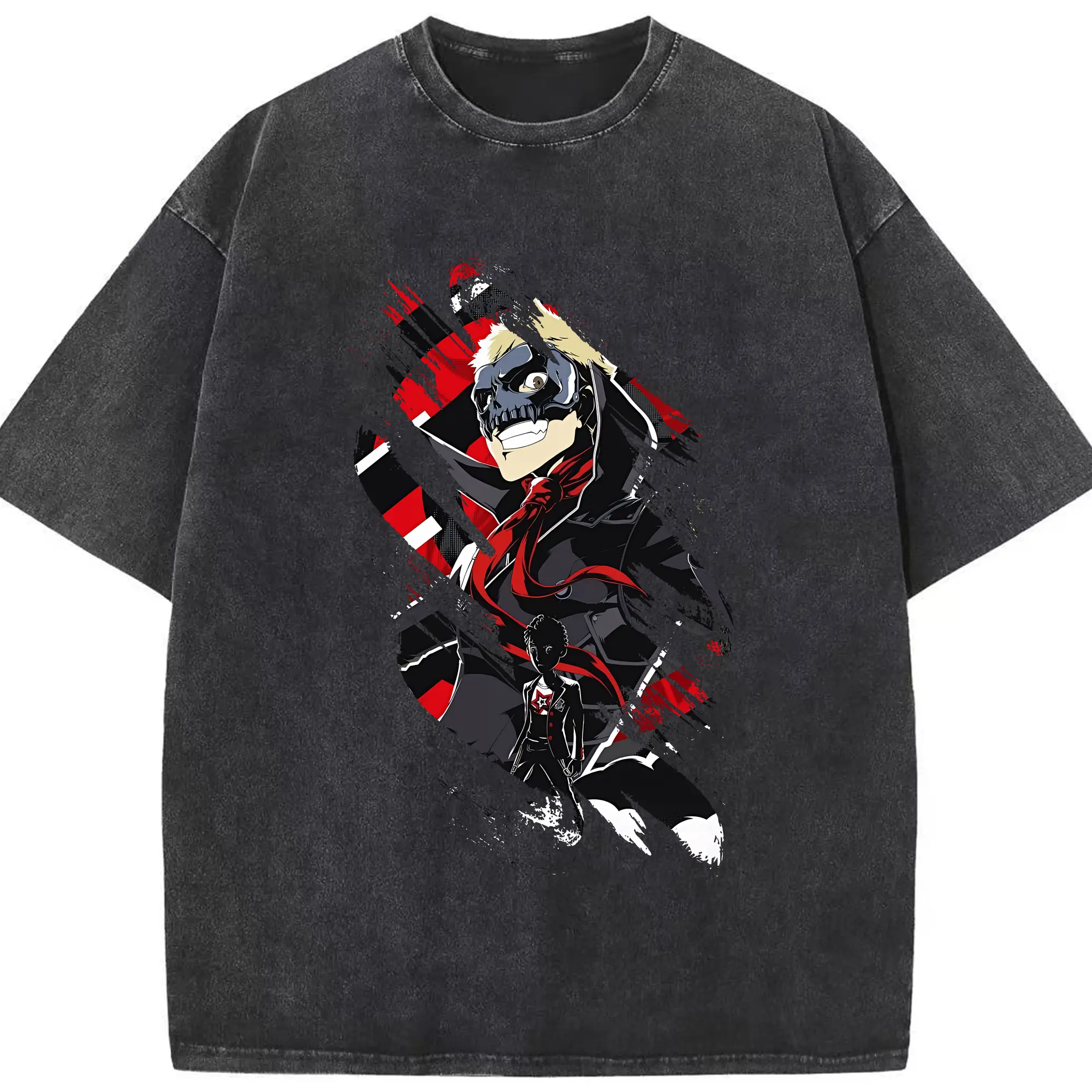 ペルソナ グッズ,坂本竜司 - 綿100％ ヴィンテージ風 半袖Tシャツ ・ フロントプリント ・ 柔らか肌触り ・ 通気性 快適 ・ スポーツ カジュアル 外出用