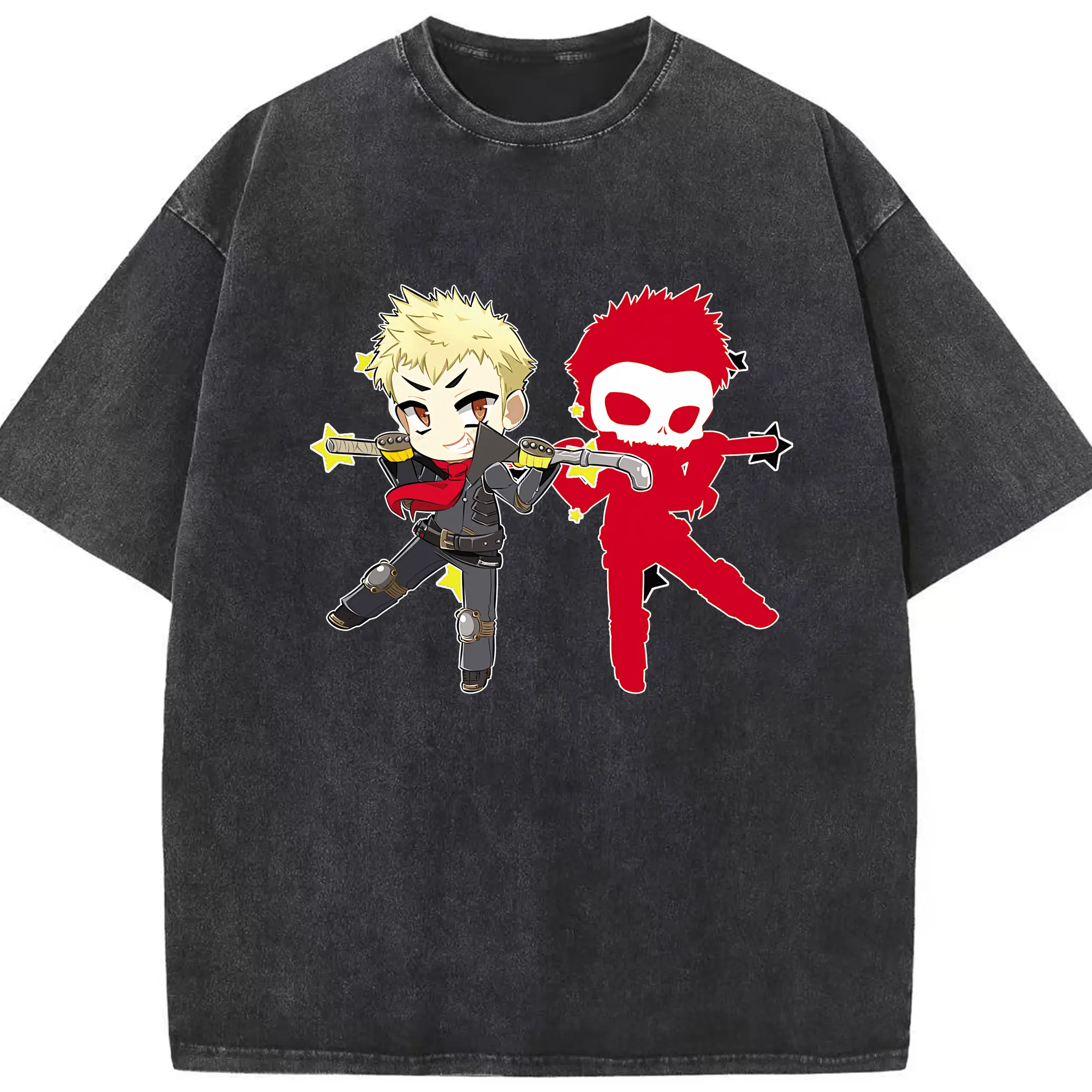 ペルソナ グッズ,坂本竜司 - 綿100％ ヴィンテージ風 半袖Tシャツ ・ フロントプリント ・ 柔らか肌触り ・ 通気性 快適 ・ スポーツ カジュアル 外出用