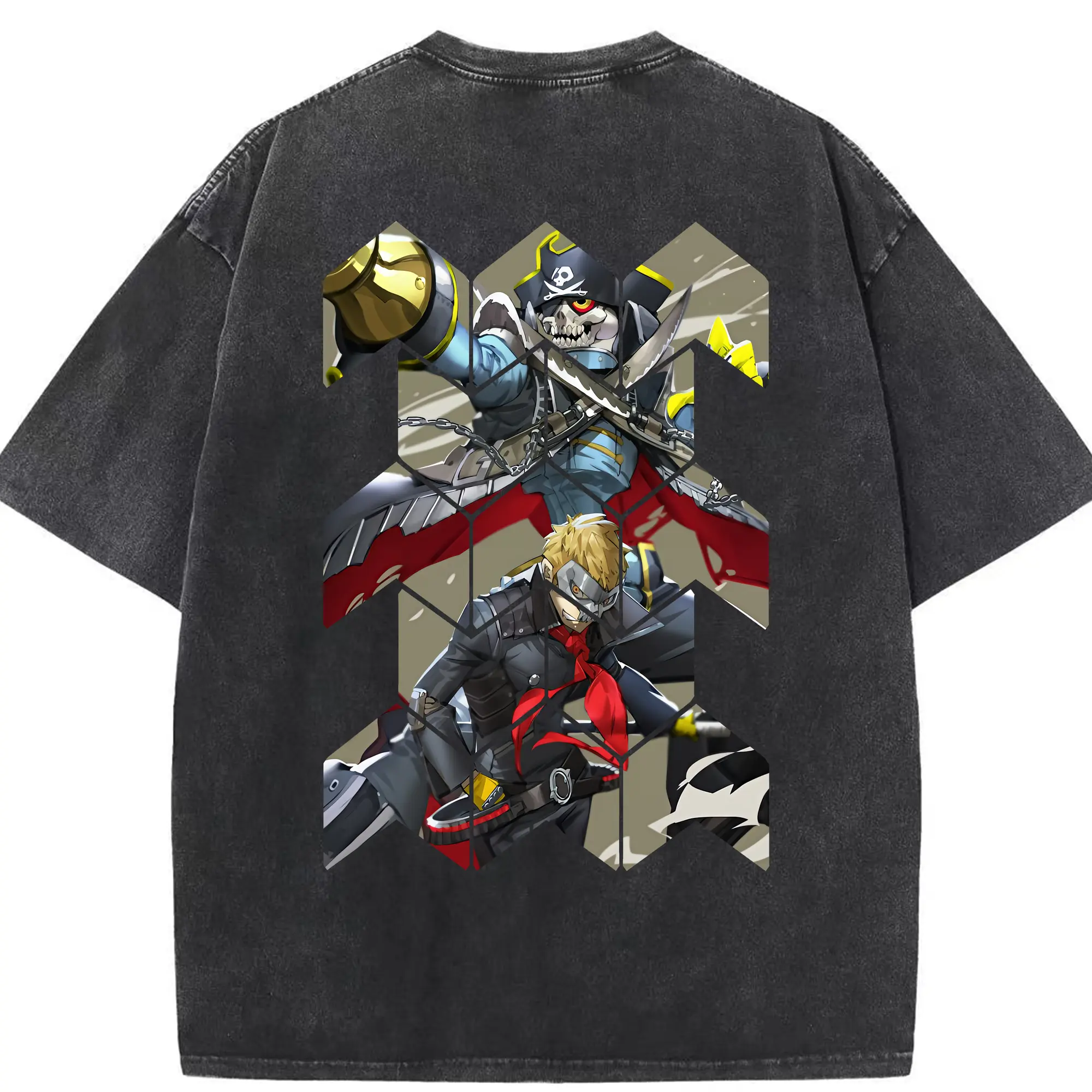 ペルソナ グッズ,坂本竜司 - 綿100％ ヴィンテージ風 半袖Tシャツ ・ 背面プリント ・ 柔らか肌触り ・ 通気性 快適 ・ スポーツ カジュアル 外出用