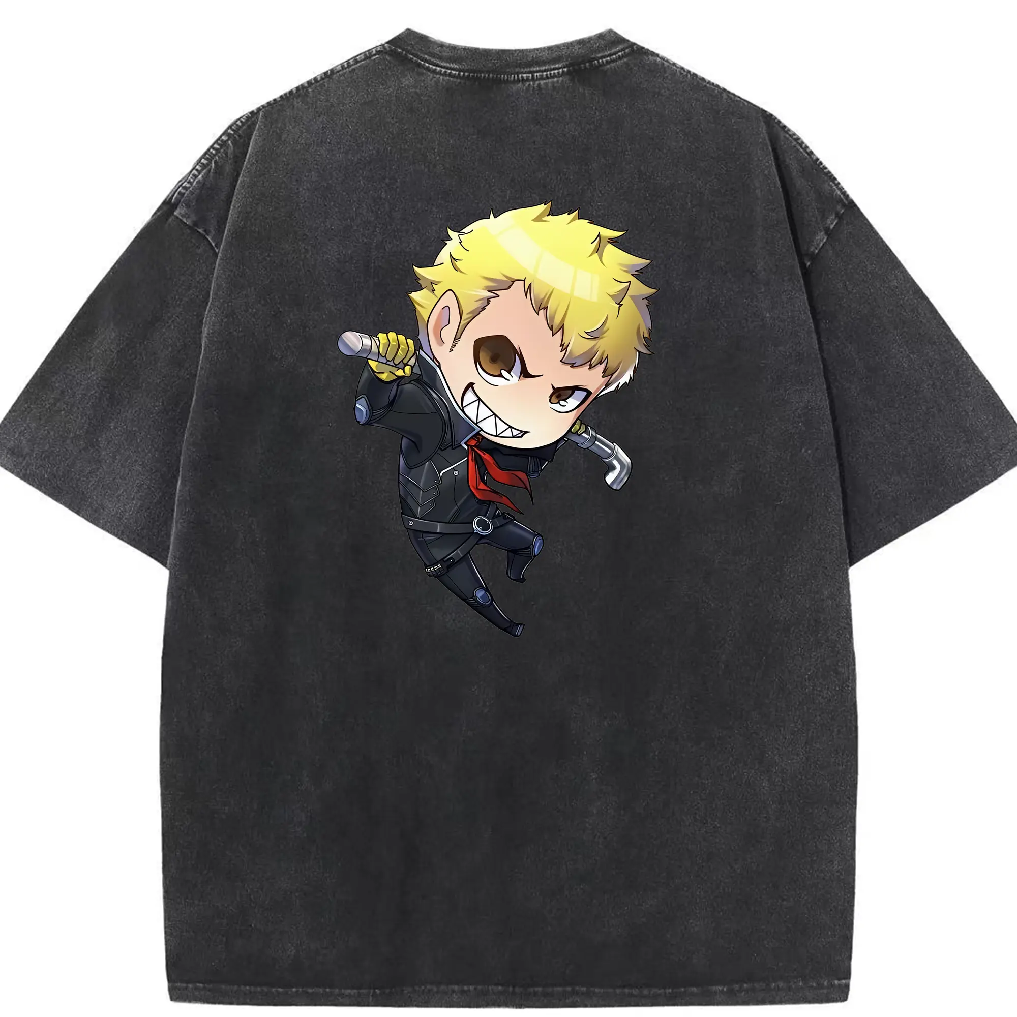 ペルソナ グッズ,坂本竜司 - 綿100％ ヴィンテージ風 半袖Tシャツ ・ 背面プリント ・ 柔らか肌触り ・ 通気性 快適 ・ スポーツ カジュアル 外出用