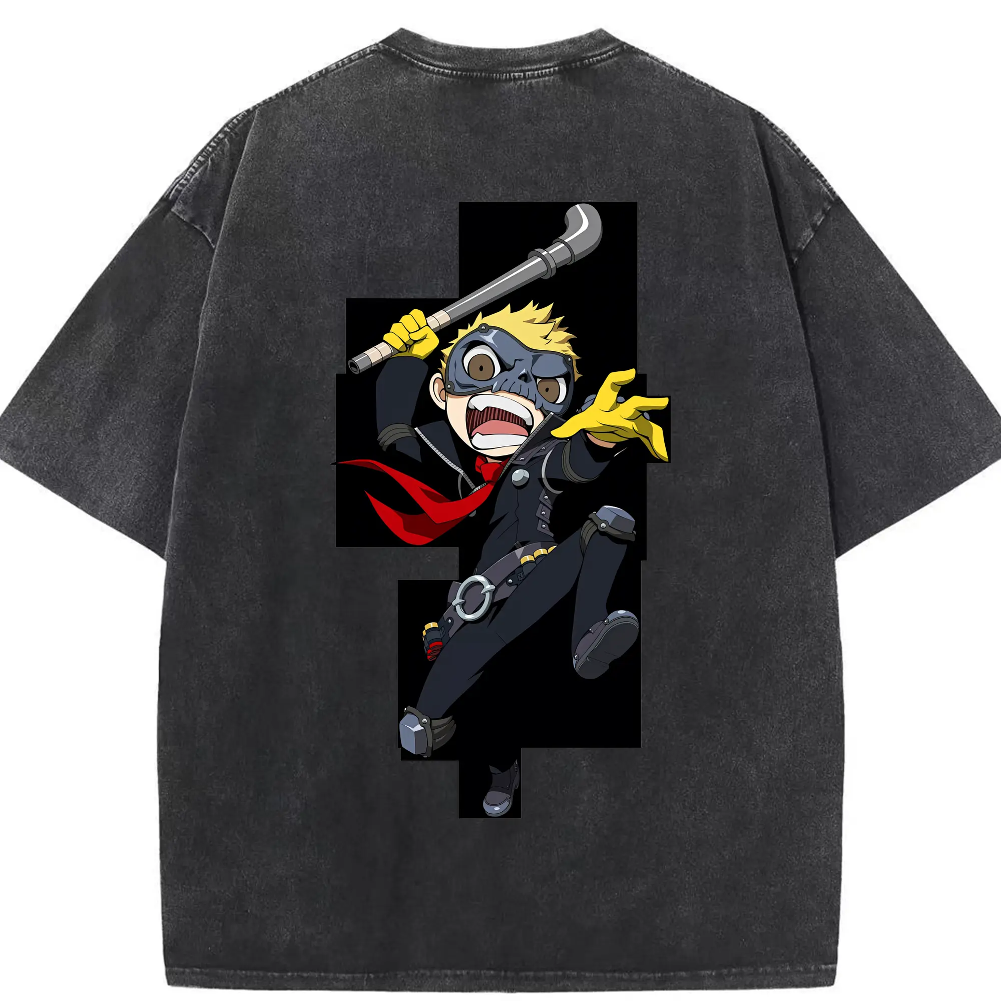 ペルソナ グッズ,坂本竜司 - 綿100％ ヴィンテージ風 半袖Tシャツ ・ 背面プリント ・ 柔らか肌触り ・ 通気性 快適 ・ スポーツ カジュアル 外出用