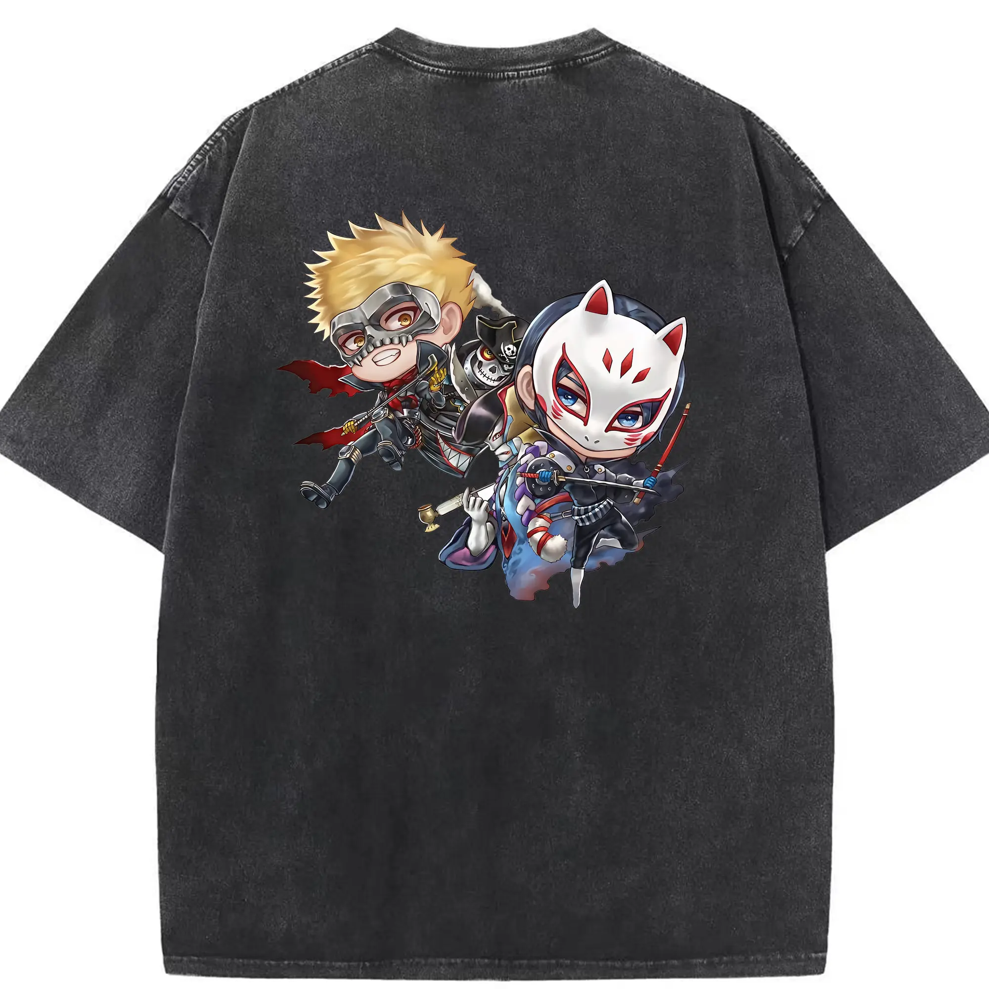 ペルソナ グッズ,坂本竜司 - 綿100％ ヴィンテージ風 半袖Tシャツ ・ 背面プリント ・ 柔らか肌触り ・ 通気性 快適 ・ スポーツ カジュアル 外出用