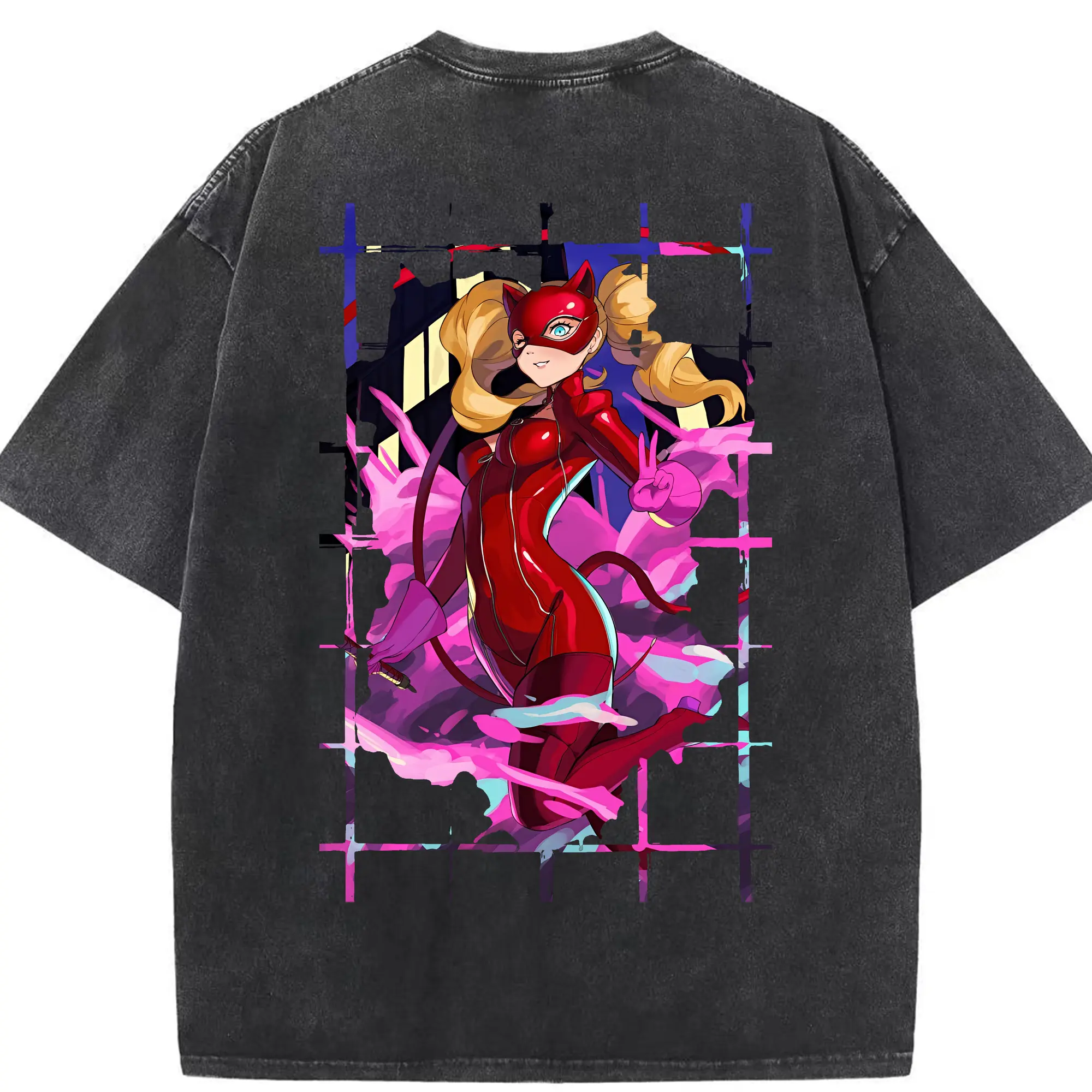 ペルソナ グッズ,高巻杏 - 綿100％ ヴィンテージ風 半袖Tシャツ ・ 背面プリント ・ 柔らか肌触り ・ 通気性 快適 ・ スポーツ カジュアル 外出用