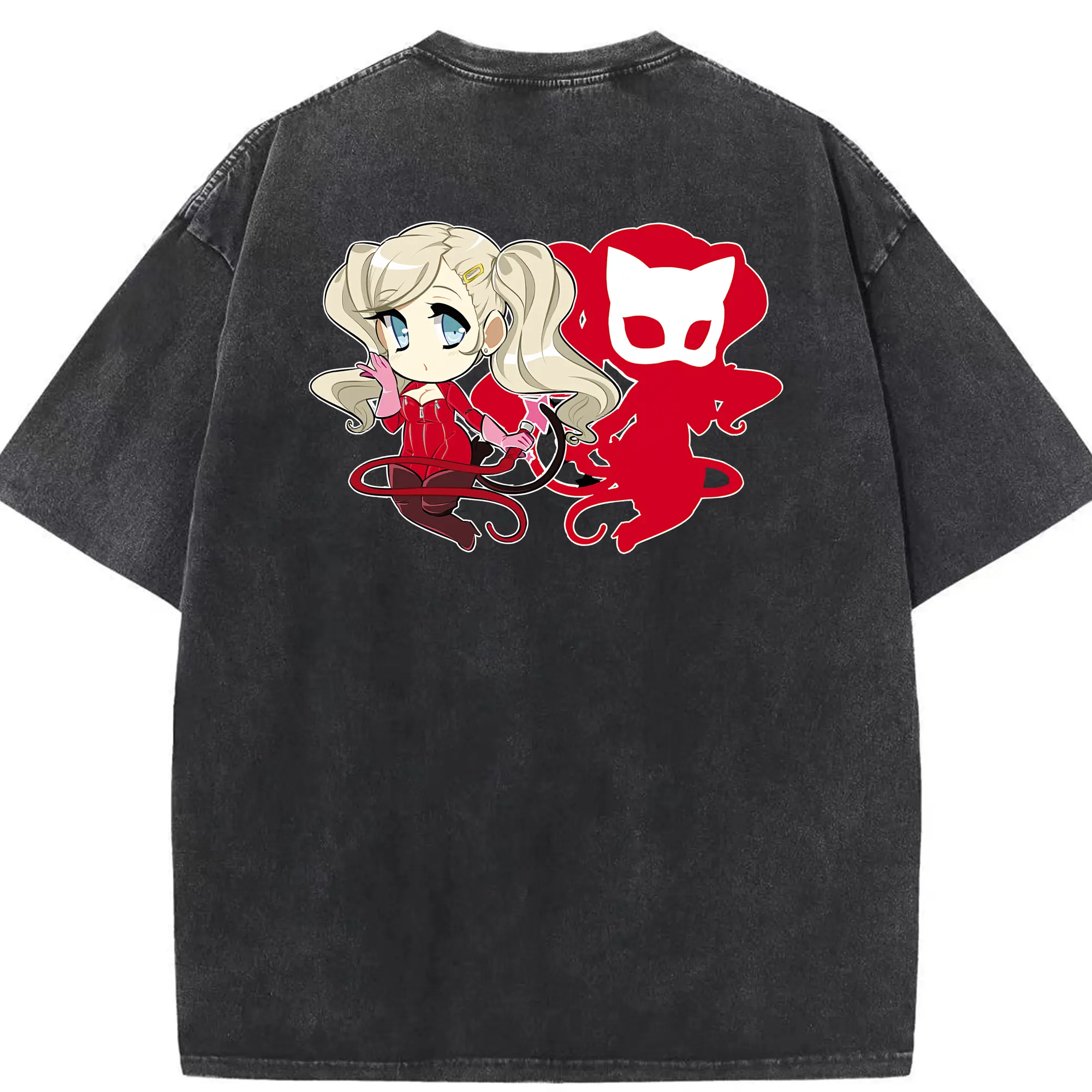 ペルソナ グッズ,高巻杏 - 綿100％ ヴィンテージ風 半袖Tシャツ ・ 背面プリント ・ 柔らか肌触り ・ 通気性 快適 ・ スポーツ カジュアル 外出用