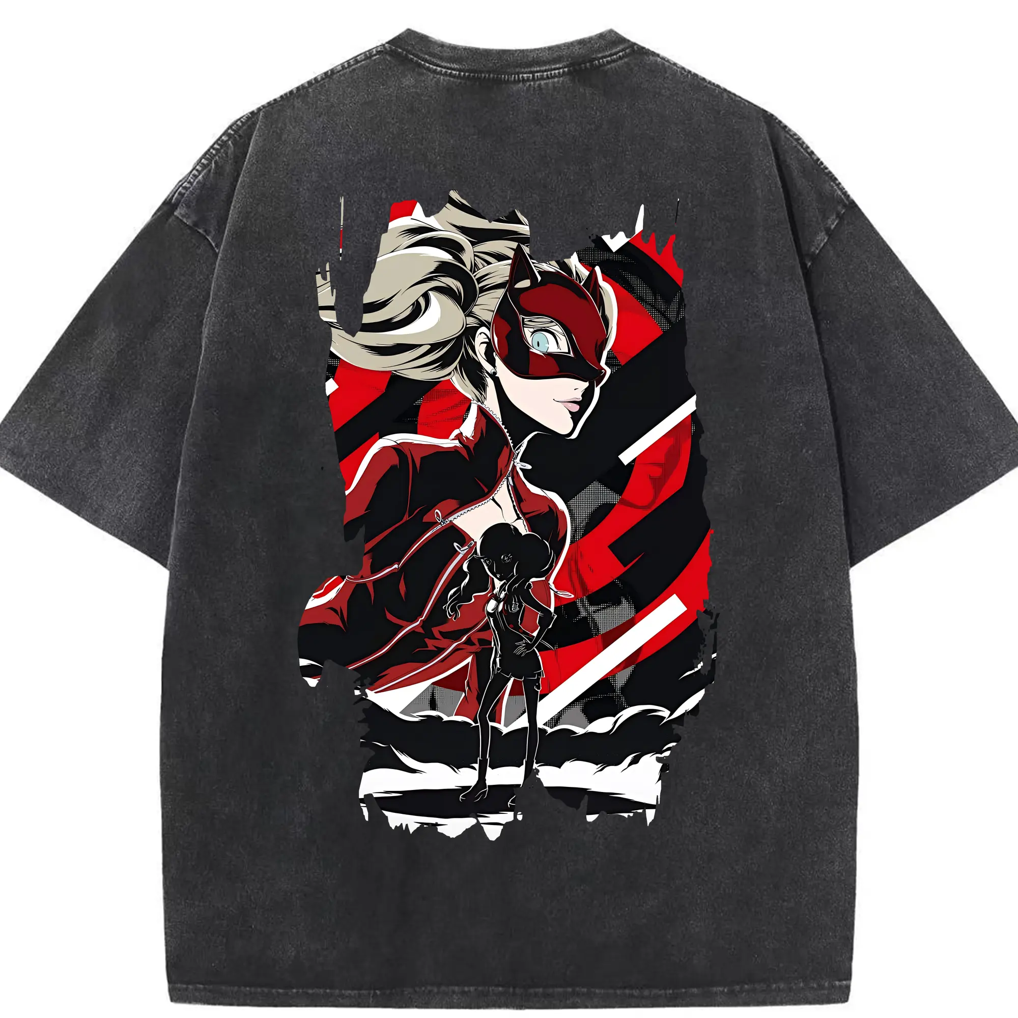 ペルソナ グッズ,高巻杏 - 綿100％ ヴィンテージ風 半袖Tシャツ ・ 背面プリント ・ 柔らか肌触り ・ 通気性 快適 ・ スポーツ カジュアル 外出用