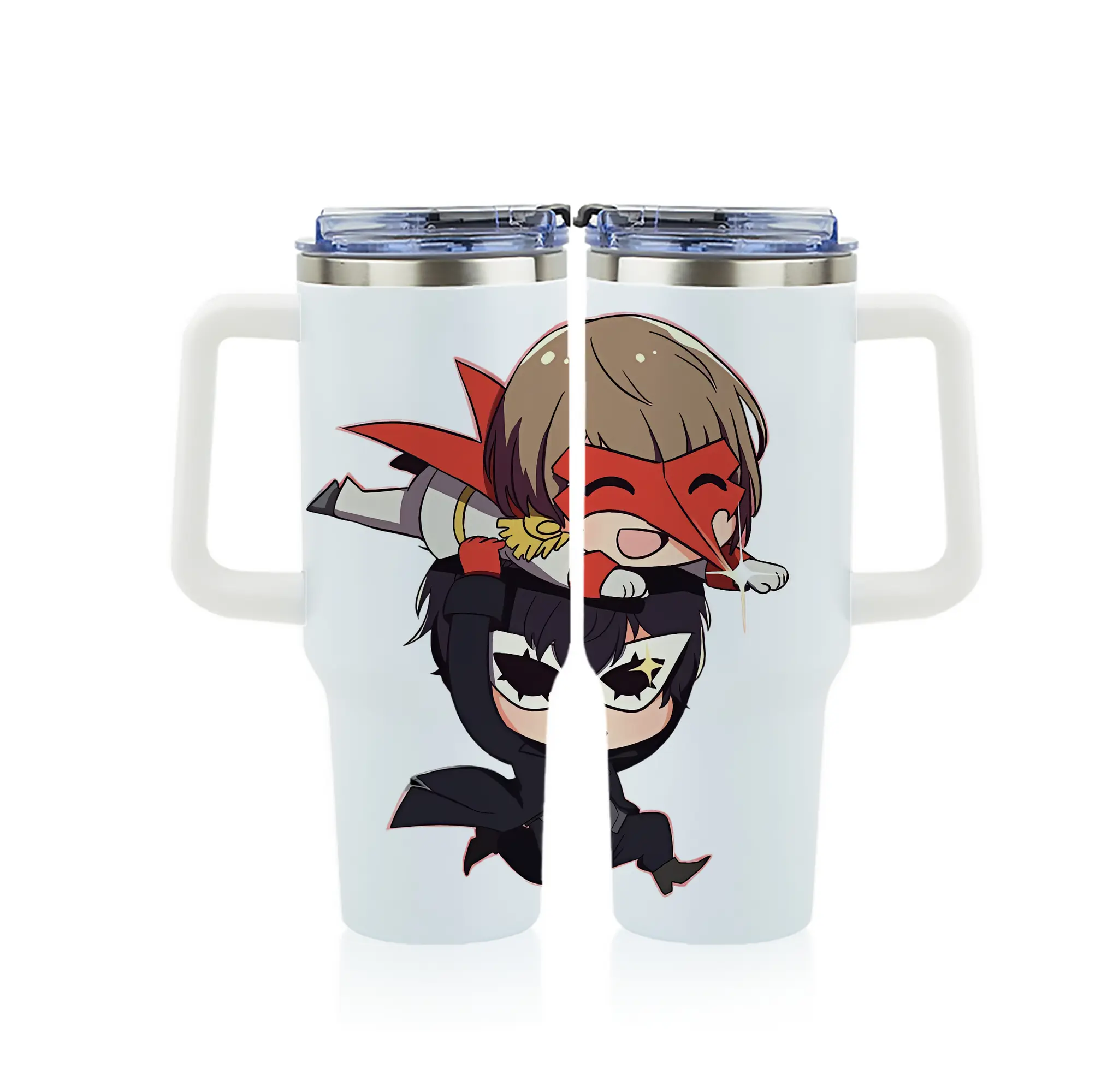 ペルソナ グッズ,明智吾郎 - 1200mL フルプリント車用タンブラー ・ 304ステンレス 内側 ・ 201ステンレス 外側 ・ 保温 保冷 ・ 通勤 ドライブ アウトドア用