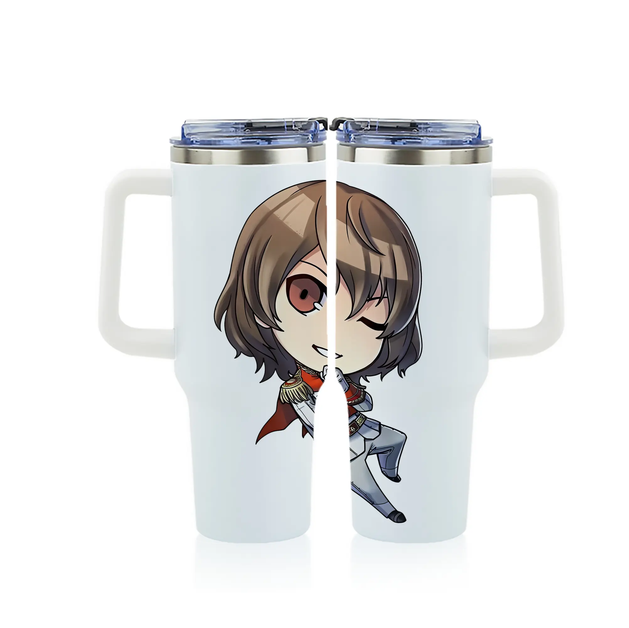 ペルソナ グッズ,明智吾郎 - 1200mL フルプリント車用タンブラー ・ 304ステンレス 内側 ・ 201ステンレス 外側 ・ 保温 保冷 ・ 通勤 ドライブ アウトドア用