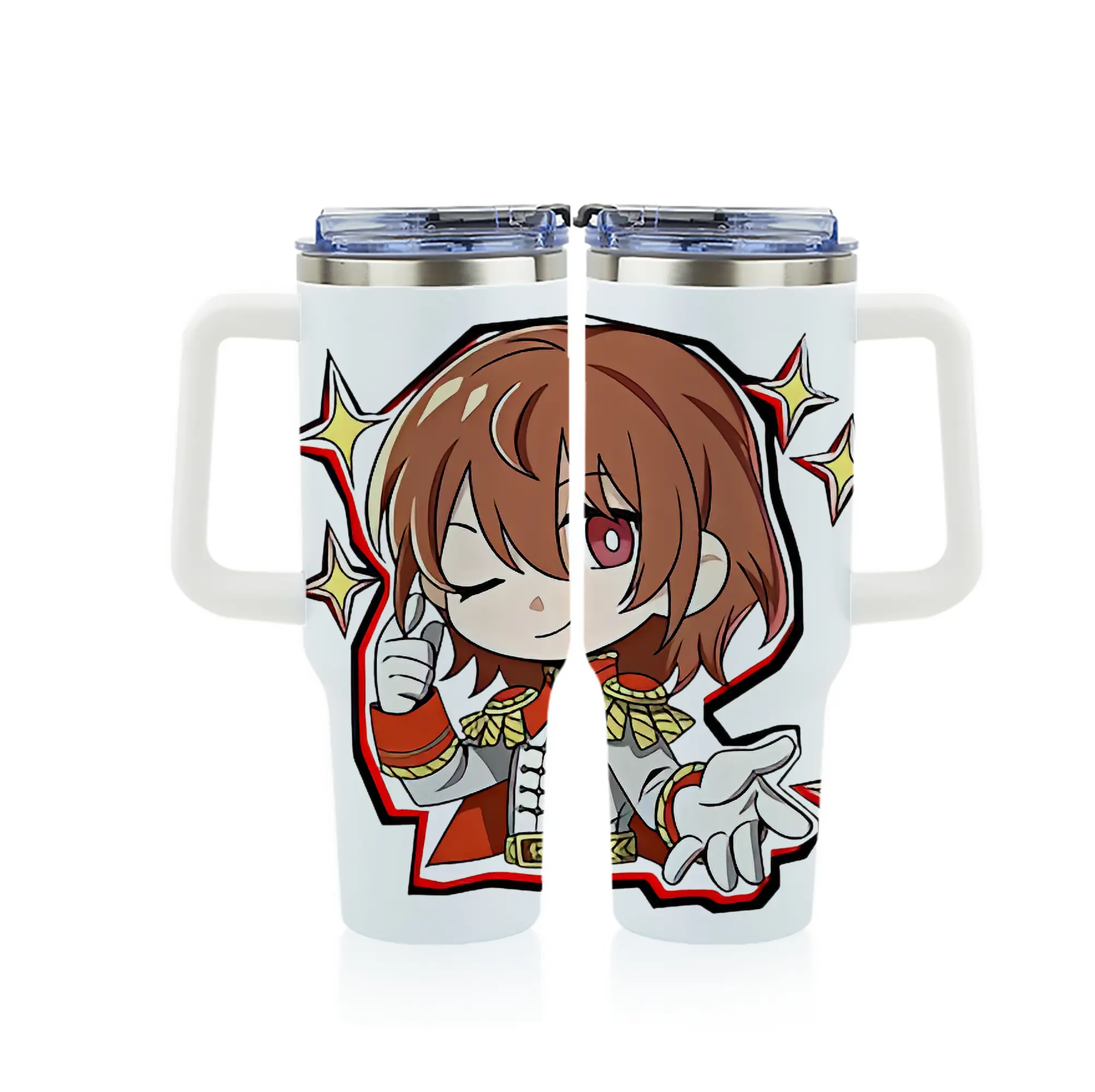 ペルソナ グッズ,明智吾郎 - 1200mL フルプリント車用タンブラー ・ 304ステンレス 内側 ・ 201ステンレス 外側 ・ 保温 保冷 ・ 通勤 ドライブ アウトドア用