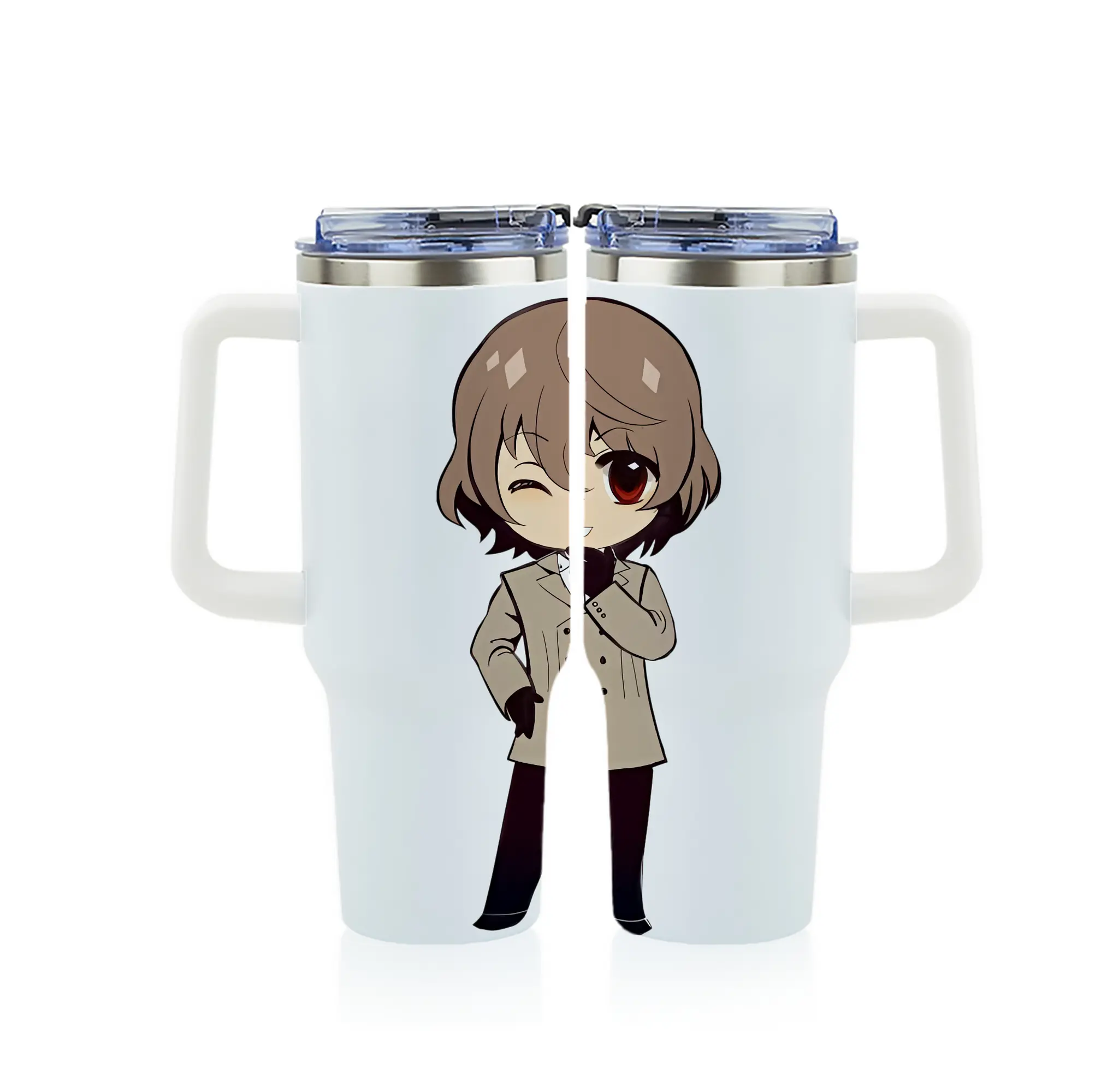 ペルソナ グッズ,明智吾郎 - 1200mL フルプリント車用タンブラー ・ 304ステンレス 内側 ・ 201ステンレス 外側 ・ 保温 保冷 ・ 通勤 ドライブ アウトドア用