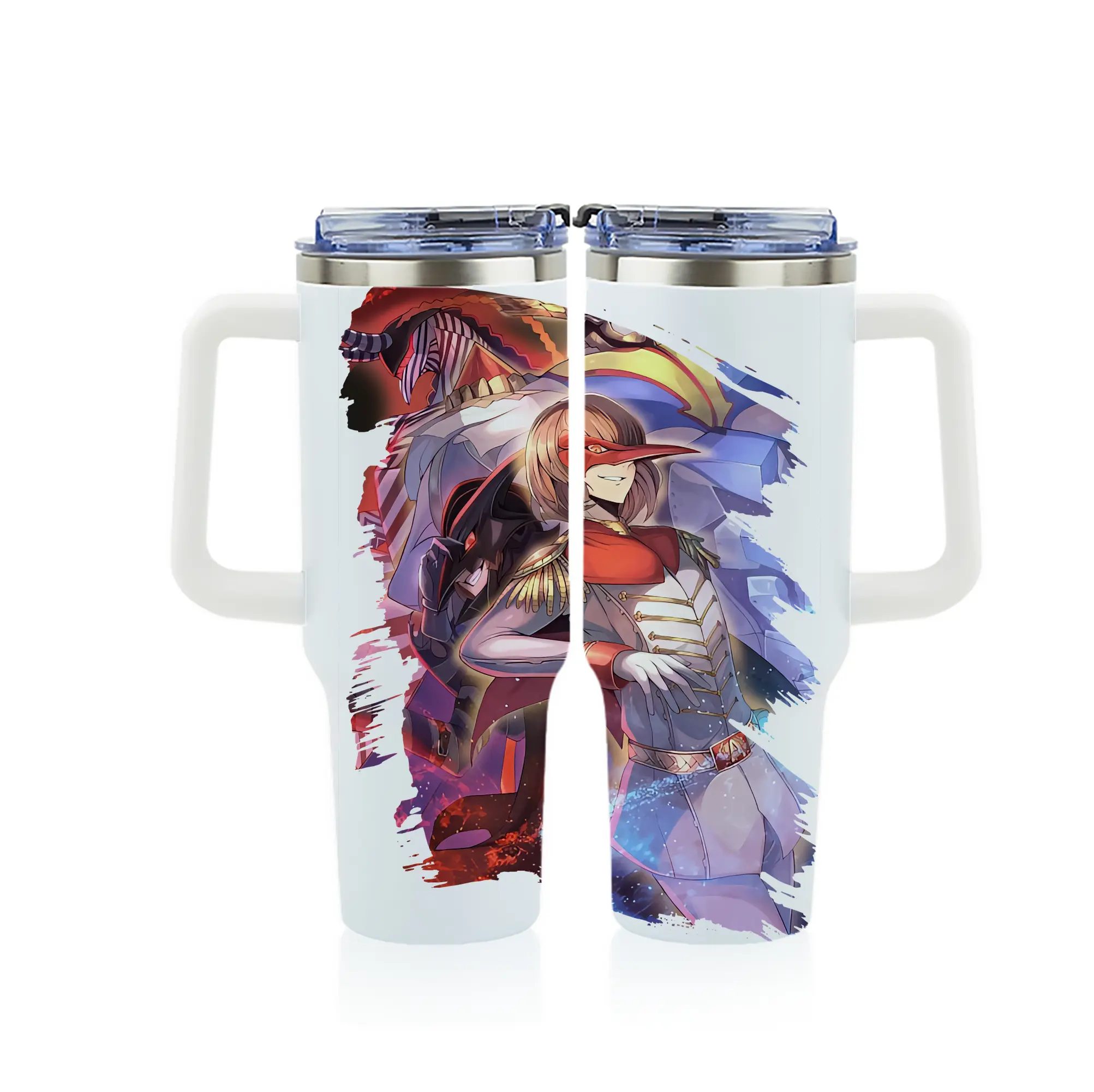 ペルソナ グッズ,明智吾郎 - 1200mL フルプリント車用タンブラー ・ 304ステンレス 内側 ・ 201ステンレス 外側 ・ 保温 保冷 ・ 通勤 ドライブ アウトドア用