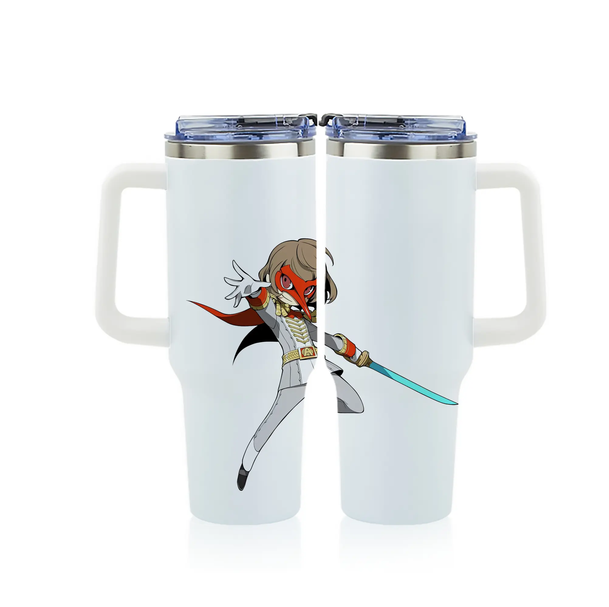 ペルソナ グッズ,明智吾郎 - 1200mL フルプリント車用タンブラー ・ 304ステンレス 内側 ・ 201ステンレス 外側 ・ 保温 保冷 ・ 通勤 ドライブ アウトドア用