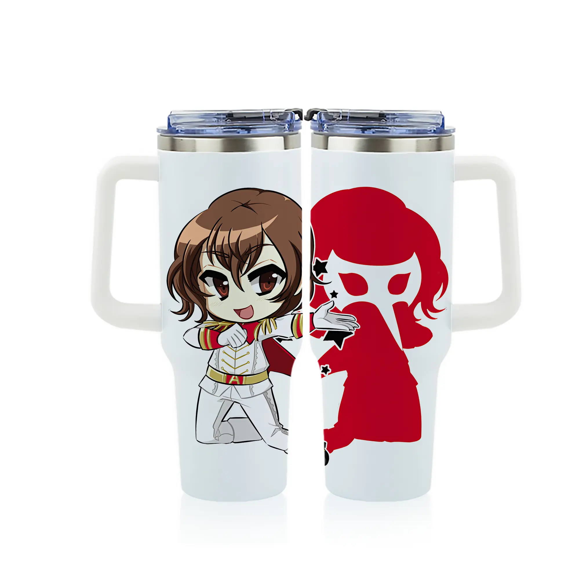 ペルソナ グッズ,明智吾郎 - 1200mL フルプリント車用タンブラー ・ 304ステンレス 内側 ・ 201ステンレス 外側 ・ 保温 保冷 ・ 通勤 ドライブ アウトドア用