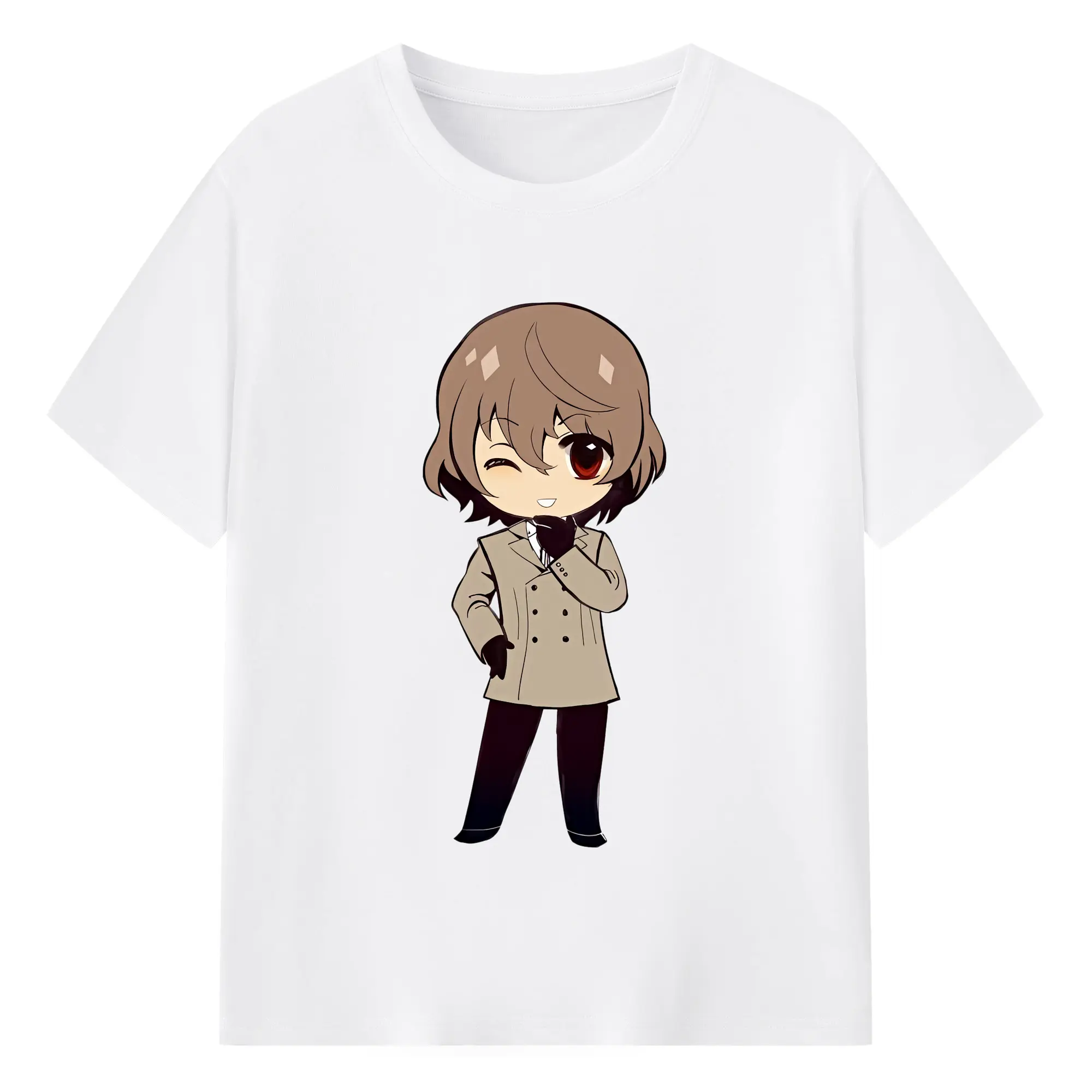 ペルソナ グッズ,明智吾郎 - 綿100％ 半袖Tシャツ ・ フロントプリント ・ 快適 通気性 ・ 日常使い 散歩 スポーツ用