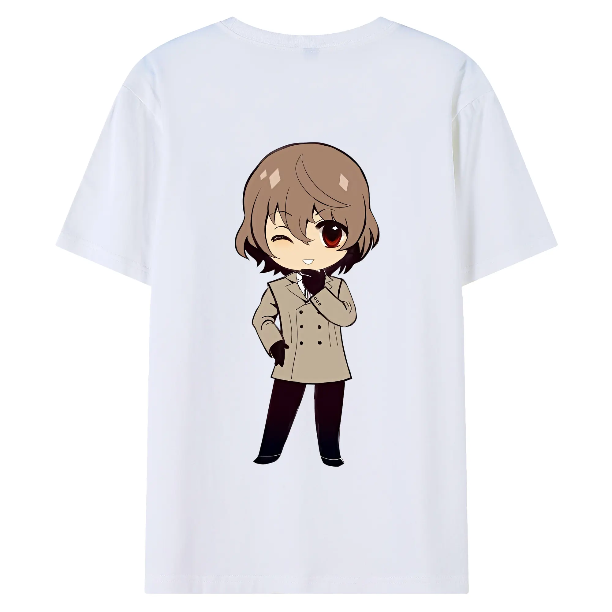 ペルソナ グッズ,明智吾郎 - 綿100％ 半袖Tシャツ ・ バックプリント ・ 快適 通気性 ・ 日常使い 散歩 スポーツ用