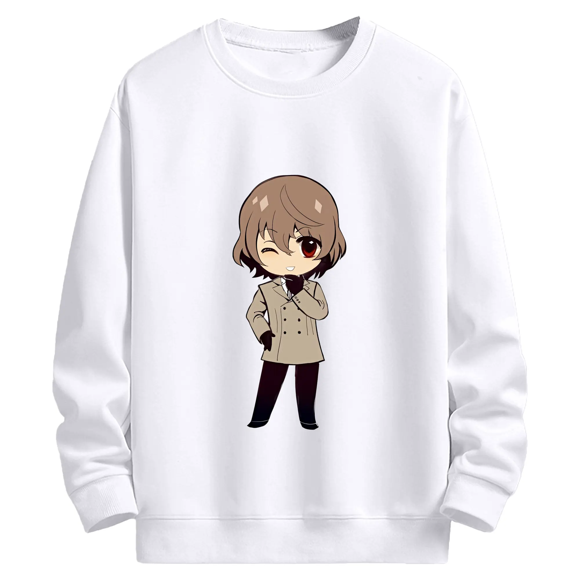 ペルソナ グッズ,明智吾郎 - 高品質 クルーネック スウェット ・ コットン59％ ポリエステル41％ ・ ユニセックス 長袖 トレーナー ・ カジュアル デイリー スポーツ 散歩用