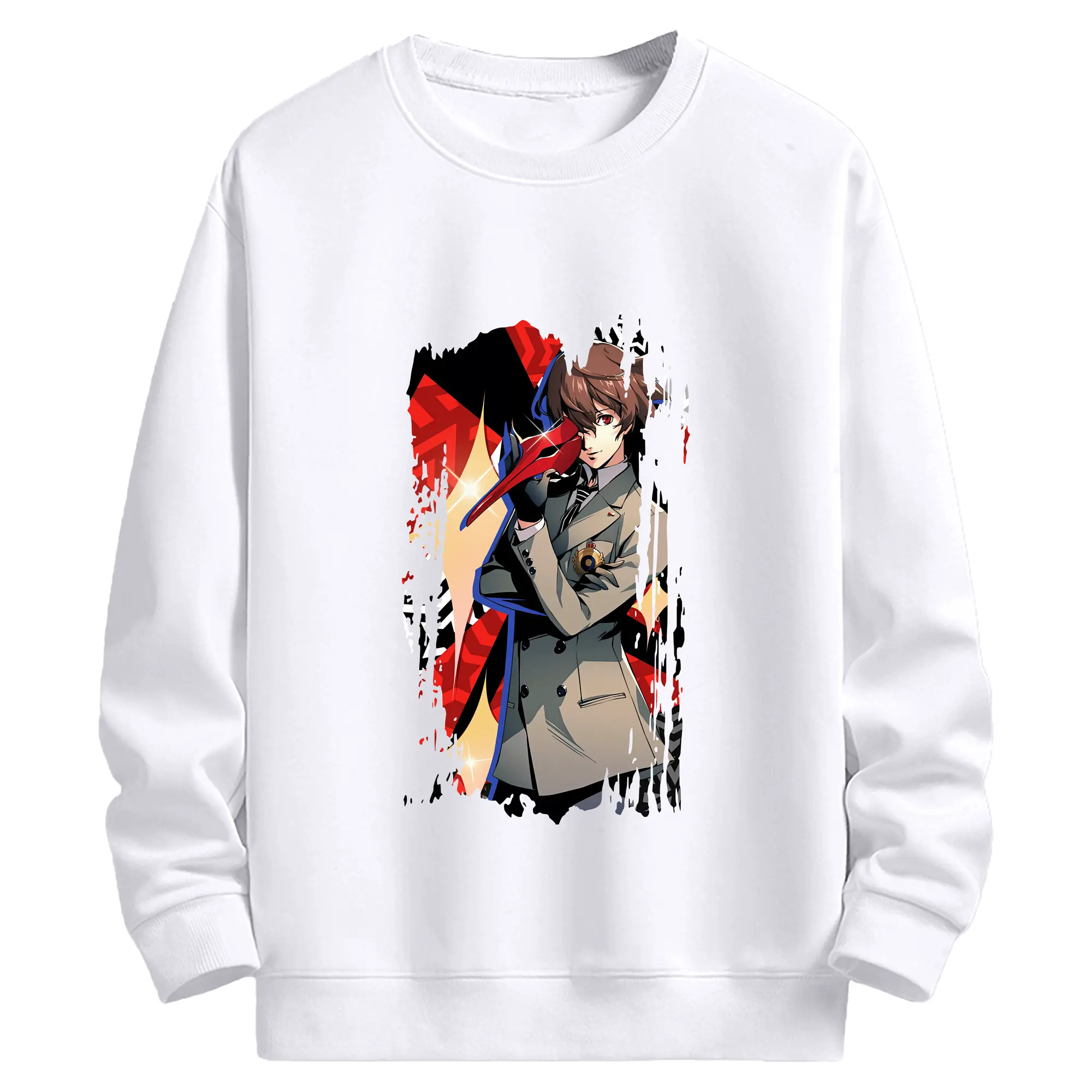 ペルソナ グッズ,明智吾郎 - 高品質 クルーネック スウェット ・ コットン59％ ポリエステル41％ ・ ユニセックス 長袖 トレーナー ・ カジュアル デイリー スポーツ 散歩用