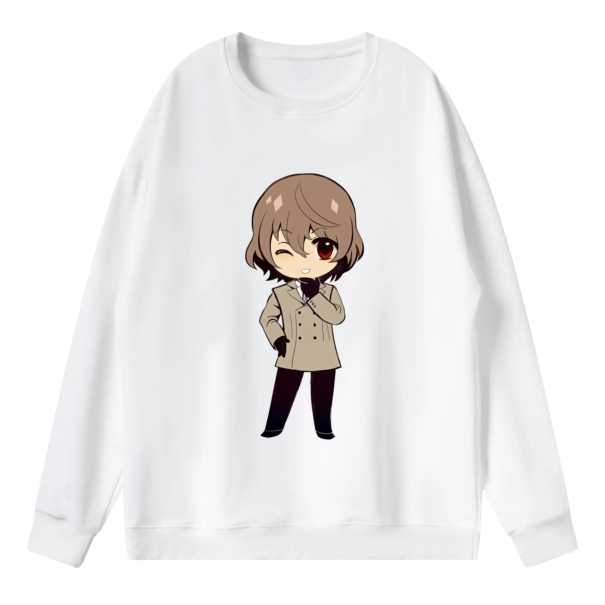 ペルソナ グッズ,明智吾郎 - 薄手 クルーネック スウェット 裏毛260g · ポリエステル 春秋向け カジュアル 男女兼用 · トレーナー デイリー スポーツ 散歩に最適