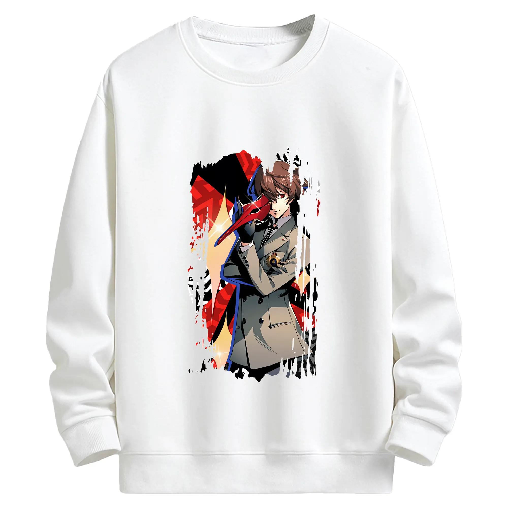 ペルソナ グッズ,明智吾郎 - キッズ クルーネックスウェットシャツ ・ フロントプリント ・ 綿80％ ポリエステル20％ ・ 快適 通学 スポーツ 日常使い お散歩用