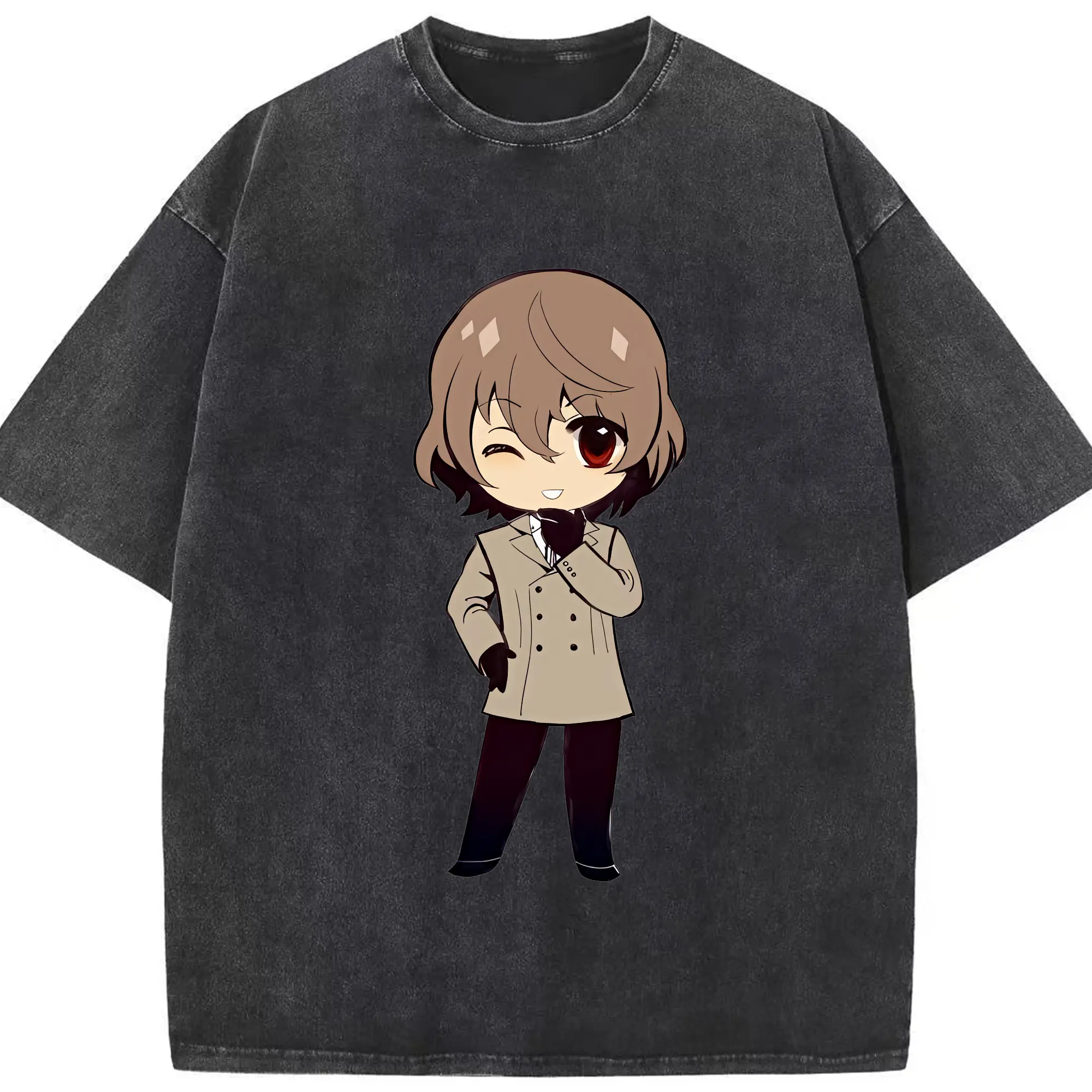 ペルソナ グッズ,明智吾郎 - 綿100％ ヴィンテージ風 半袖Tシャツ ・ フロントプリント ・ 柔らか肌触り ・ 通気性 快適 ・ スポーツ カジュアル 外出用