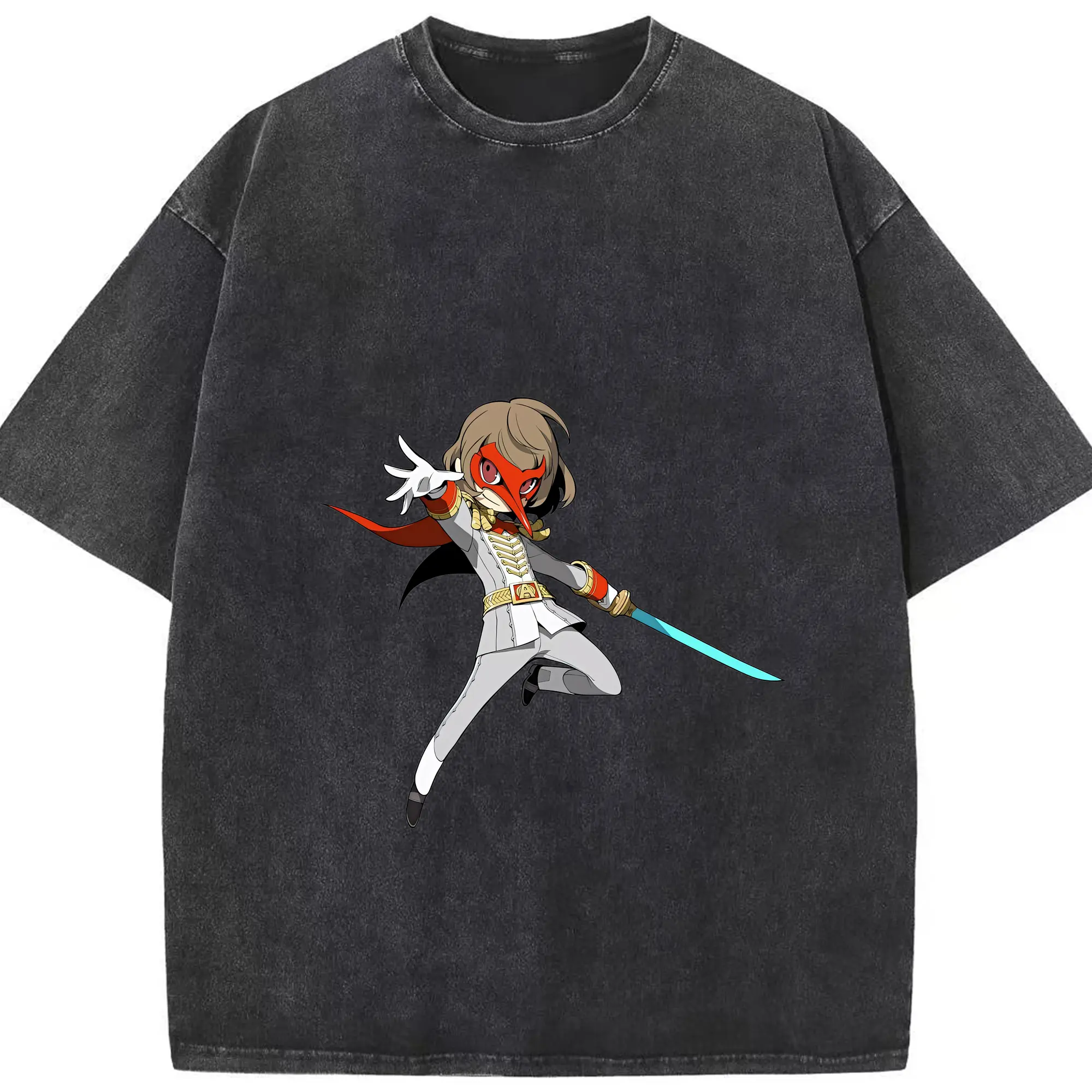 ペルソナ グッズ,明智吾郎 - 綿100％ ヴィンテージ風 半袖Tシャツ ・ フロントプリント ・ 柔らか肌触り ・ 通気性 快適 ・ スポーツ カジュアル 外出用