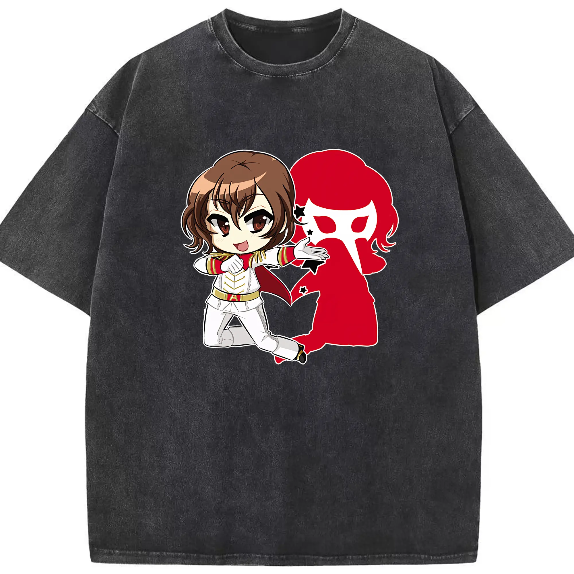 ペルソナ グッズ,明智吾郎 - 綿100％ ヴィンテージ風 半袖Tシャツ ・ フロントプリント ・ 柔らか肌触り ・ 通気性 快適 ・ スポーツ カジュアル 外出用