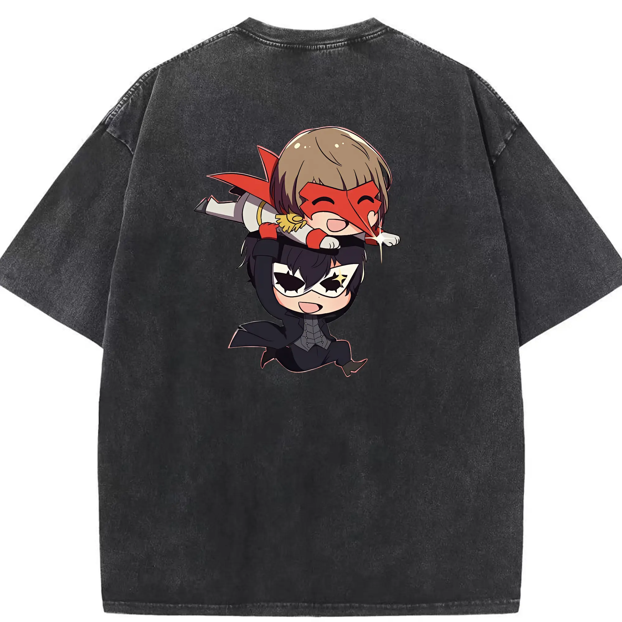 ペルソナ グッズ,明智吾郎 - 綿100％ ヴィンテージ風 半袖Tシャツ ・ 背面プリント ・ 柔らか肌触り ・ 通気性 快適 ・ スポーツ カジュアル 外出用