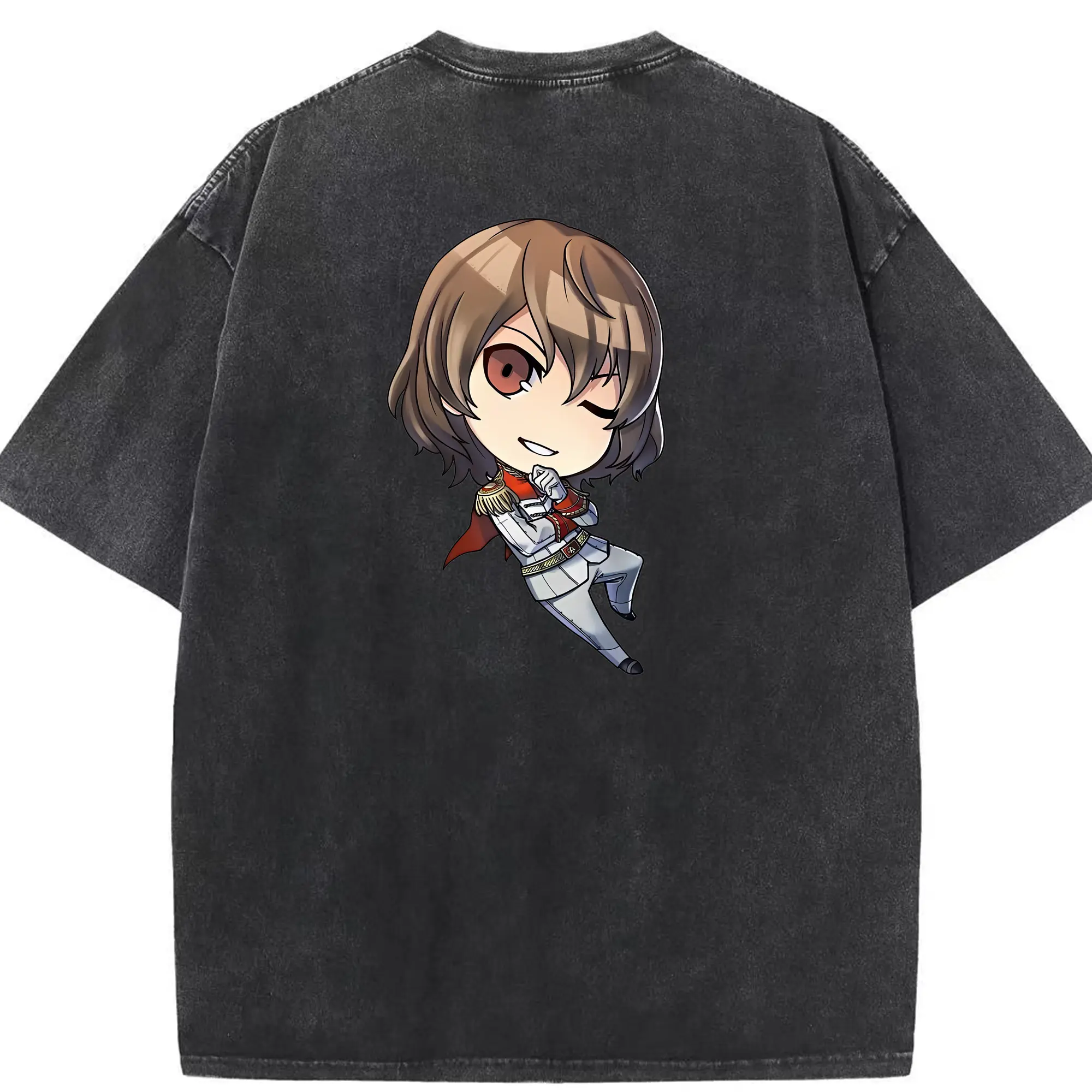 ペルソナ グッズ,明智吾郎 - 綿100％ ヴィンテージ風 半袖Tシャツ ・ 背面プリント ・ 柔らか肌触り ・ 通気性 快適 ・ スポーツ カジュアル 外出用