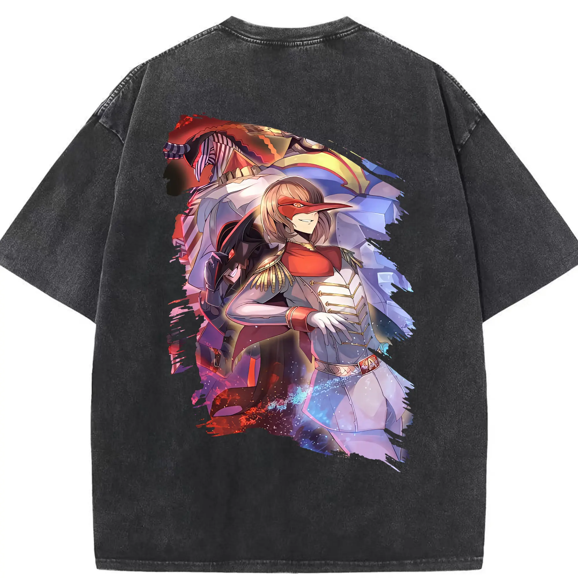 ペルソナ グッズ,明智吾郎 - 綿100％ ヴィンテージ風 半袖Tシャツ ・ 背面プリント ・ 柔らか肌触り ・ 通気性 快適 ・ スポーツ カジュアル 外出用