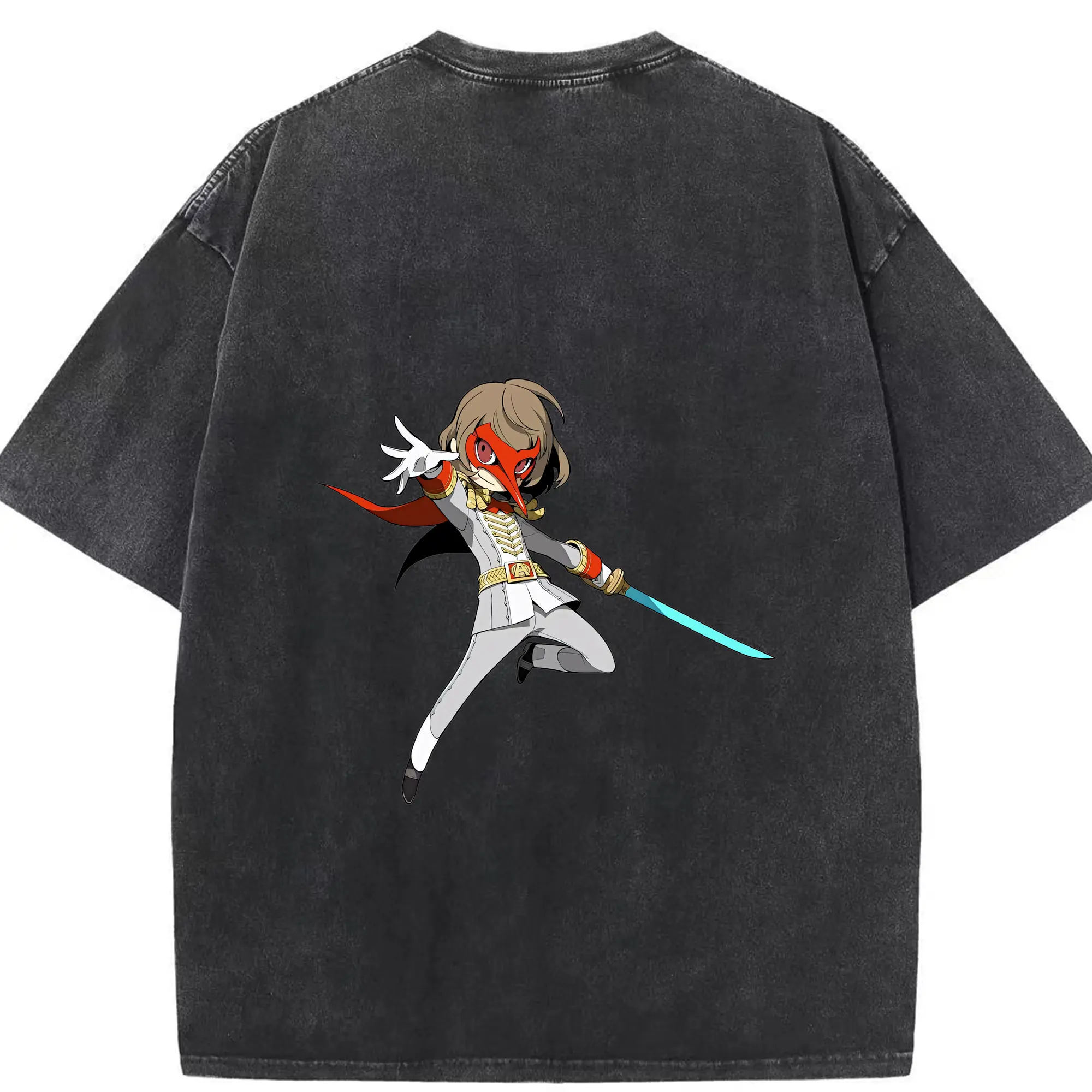 ペルソナ グッズ,明智吾郎 - 綿100％ ヴィンテージ風 半袖Tシャツ ・ 背面プリント ・ 柔らか肌触り ・ 通気性 快適 ・ スポーツ カジュアル 外出用