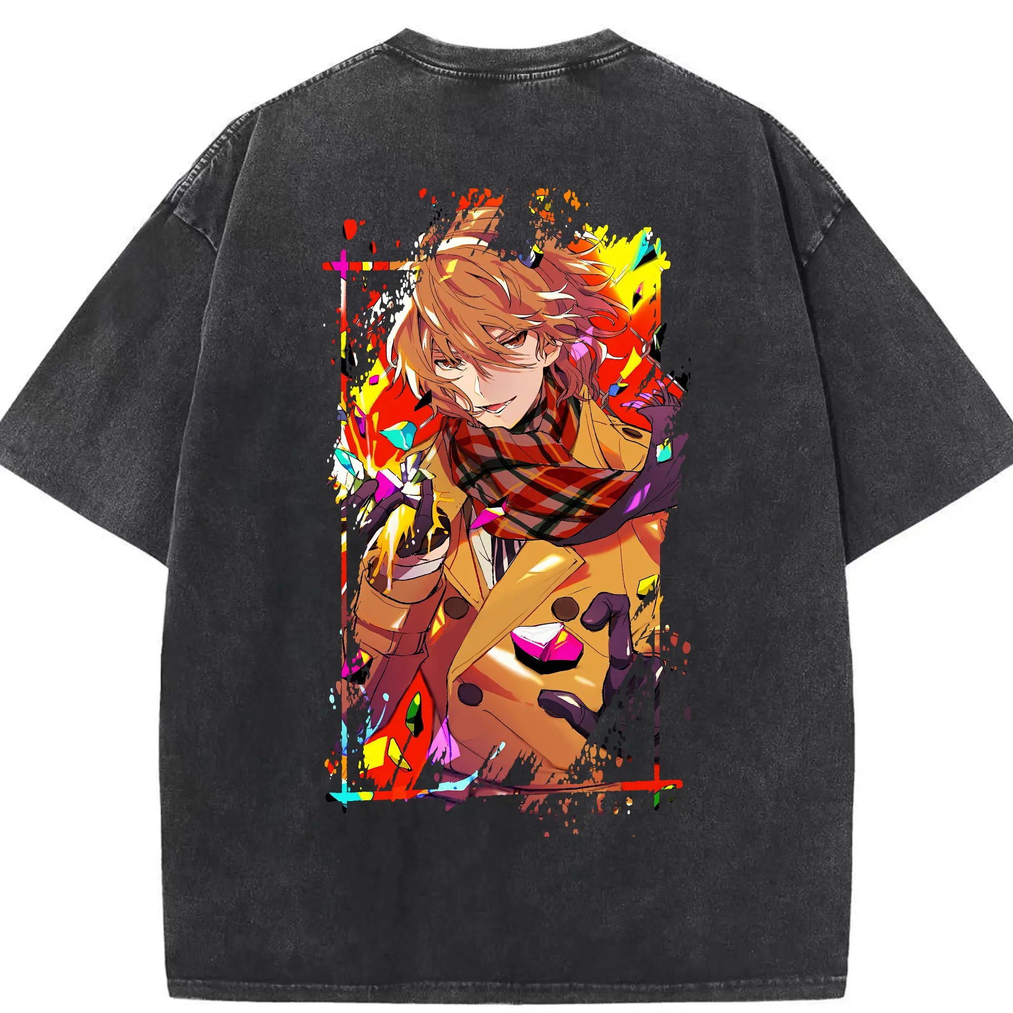 ペルソナ グッズ,明智吾郎 - 綿100％ ヴィンテージ風 半袖Tシャツ ・ 背面プリント ・ 柔らか肌触り ・ 通気性 快適 ・ スポーツ カジュアル 外出用