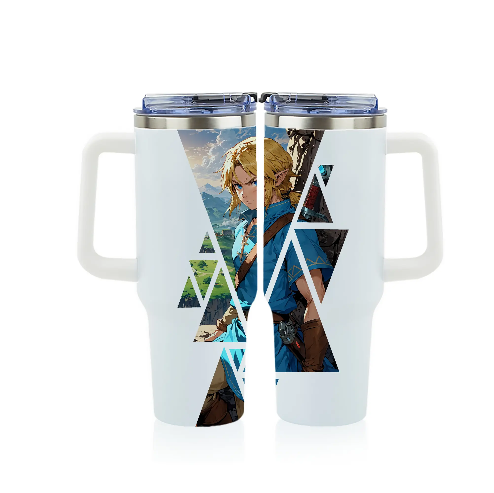 ゼルダの伝説 グッズ,リンク - 1200mL フルプリント車用タンブラー ・ 304ステンレス 内側 ・ 201ステンレス 外側 ・ 保温 保冷 ・ 通勤 ドライブ アウトドア用