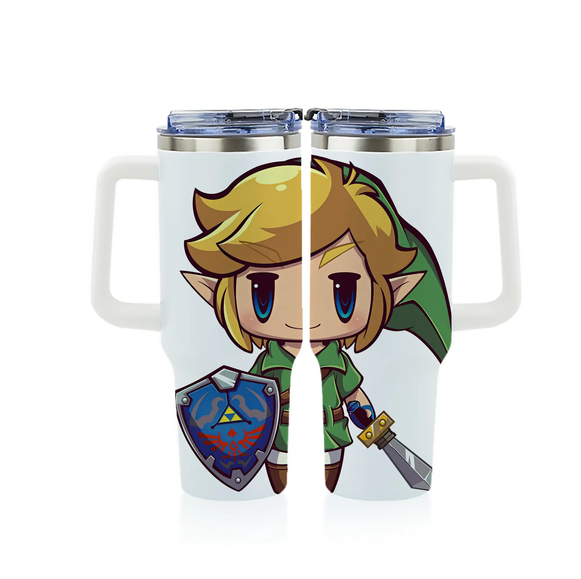 ゼルダの伝説 グッズ,リンク - 1200mL フルプリント車用タンブラー ・ 304ステンレス 内側 ・ 201ステンレス 外側 ・ 保温 保冷 ・ 通勤 ドライブ アウトドア用