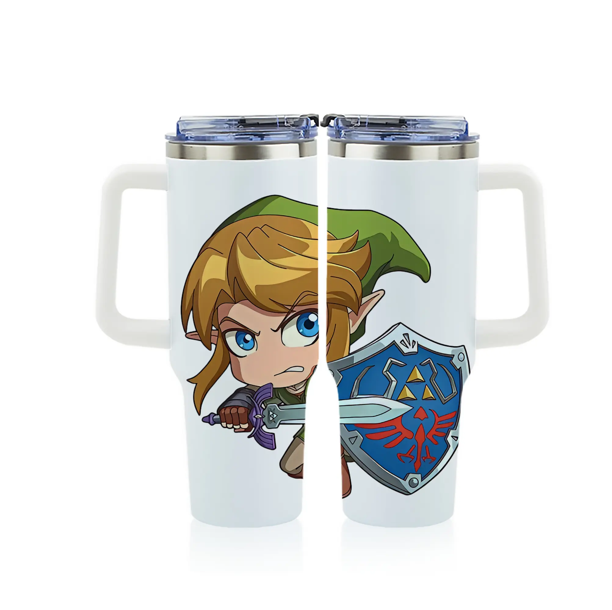 ゼルダの伝説 グッズ,リンク - 1200mL フルプリント車用タンブラー ・ 304ステンレス 内側 ・ 201ステンレス 外側 ・ 保温 保冷 ・ 通勤 ドライブ アウトドア用