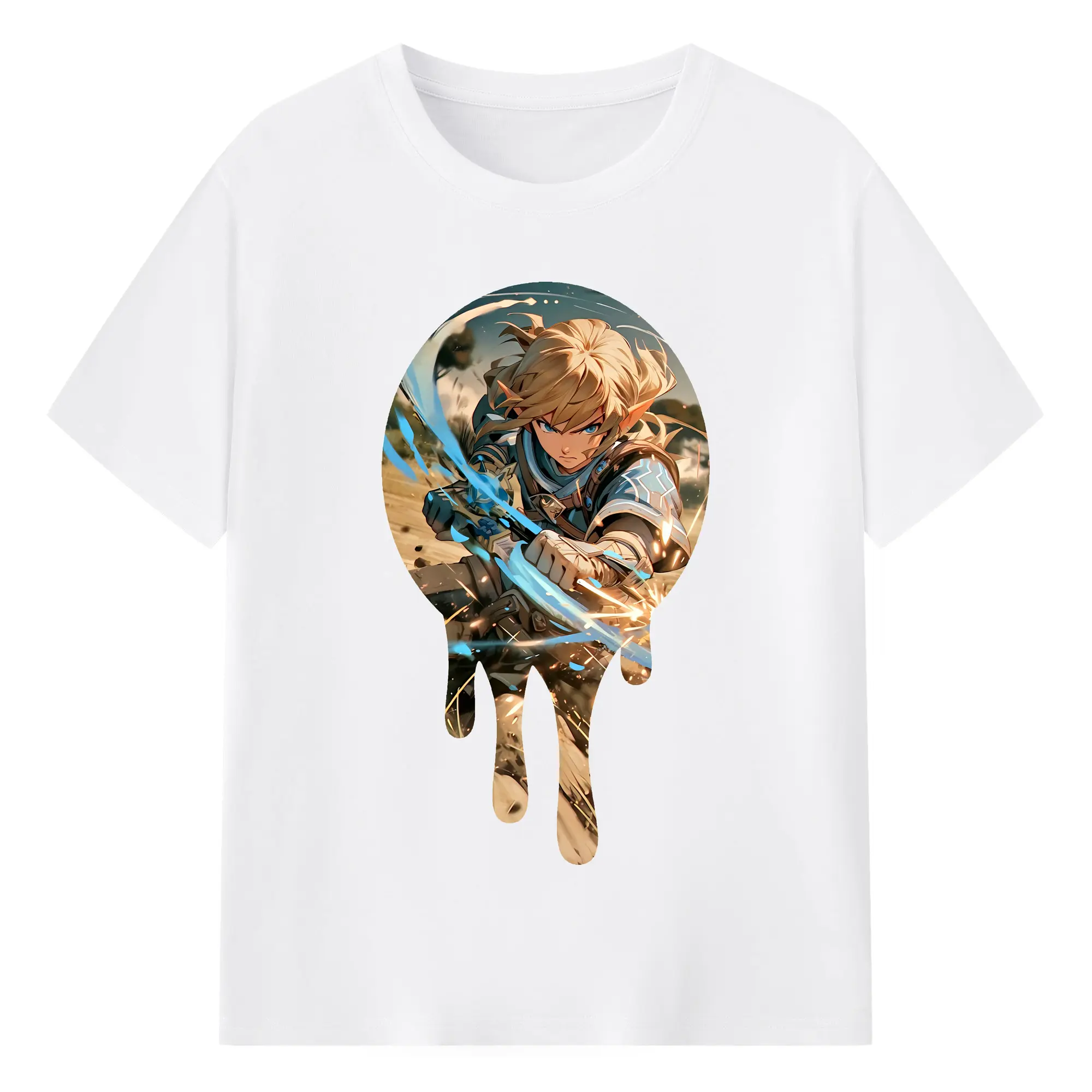 ゼルダの伝説 グッズ,リンク - 綿100％ 半袖Tシャツ ・ フロントプリント ・ 快適 通気性 ・ 日常使い 散歩 スポーツ用