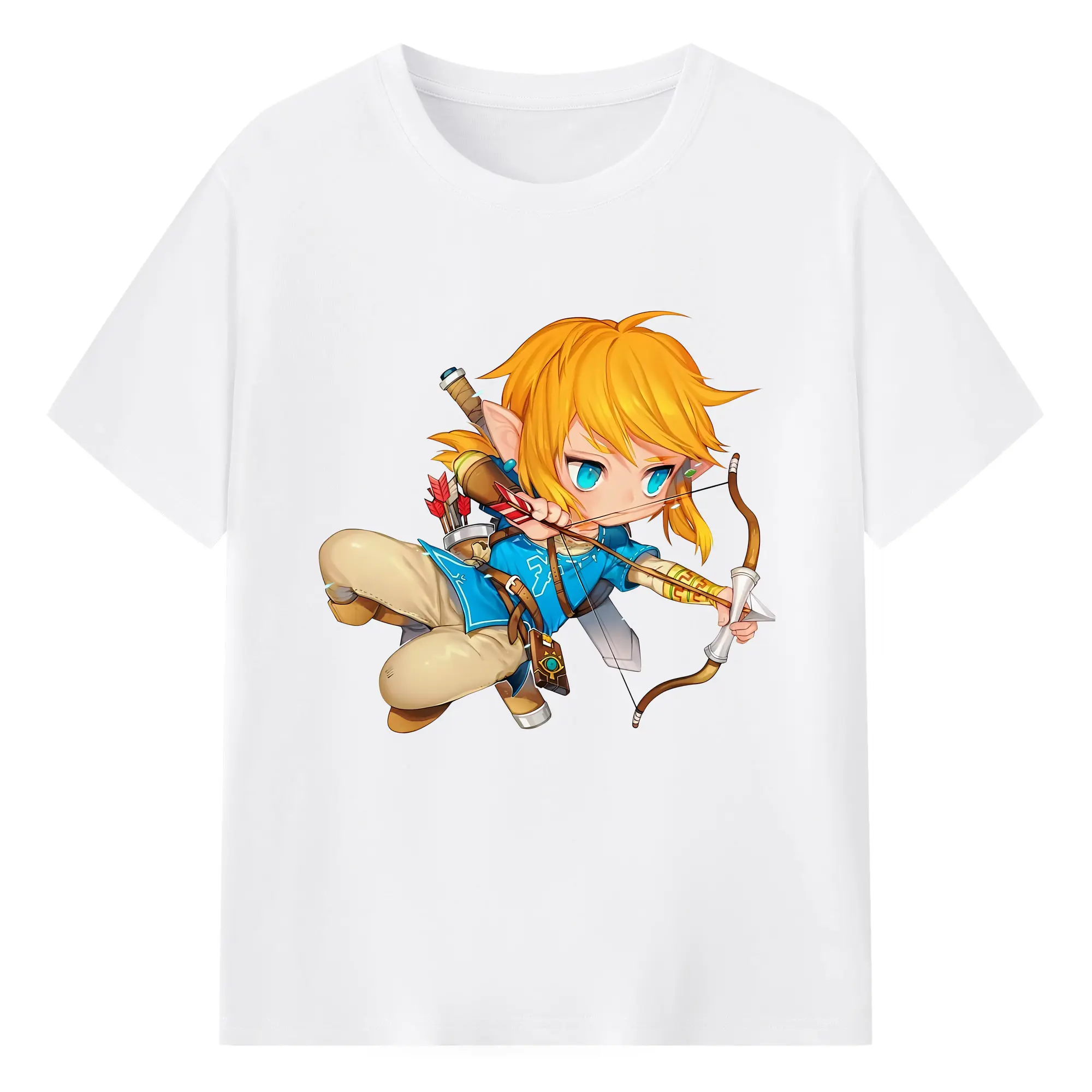 ゼルダの伝説 グッズ,リンク - 綿100％ 半袖Tシャツ ・ フロントプリント ・ 快適 通気性 ・ 日常使い 散歩 スポーツ用
