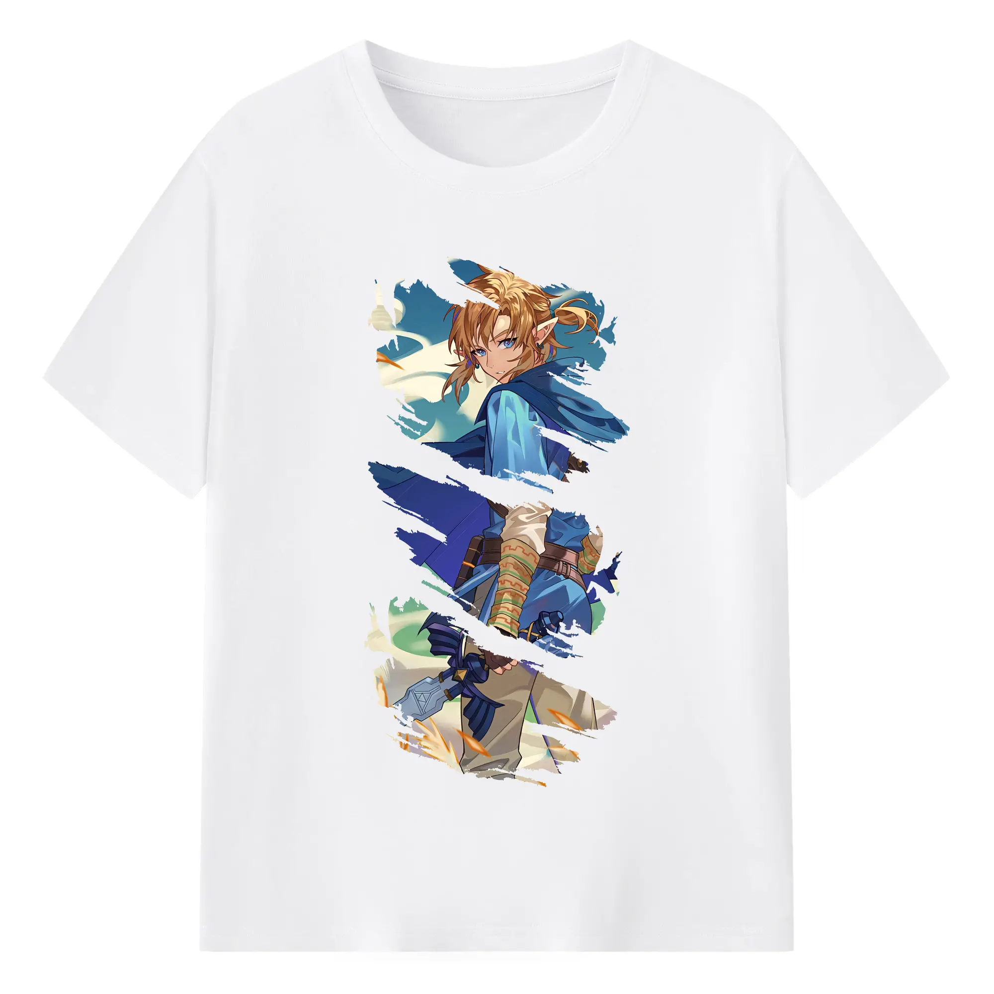 ゼルダの伝説 グッズ,リンク - 綿100％ 半袖Tシャツ ・ フロントプリント ・ 快適 通気性 ・ 日常使い 散歩 スポーツ用