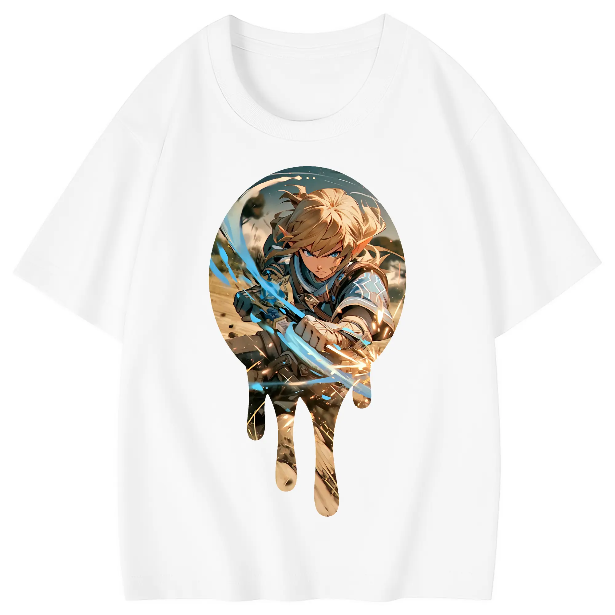 ゼルダの伝説 グッズ,リンク - 綿100％ キッズTシャツ ・ フロントプリント ・ 快適 通気性 ・ スポーツ カジュアル 散歩用