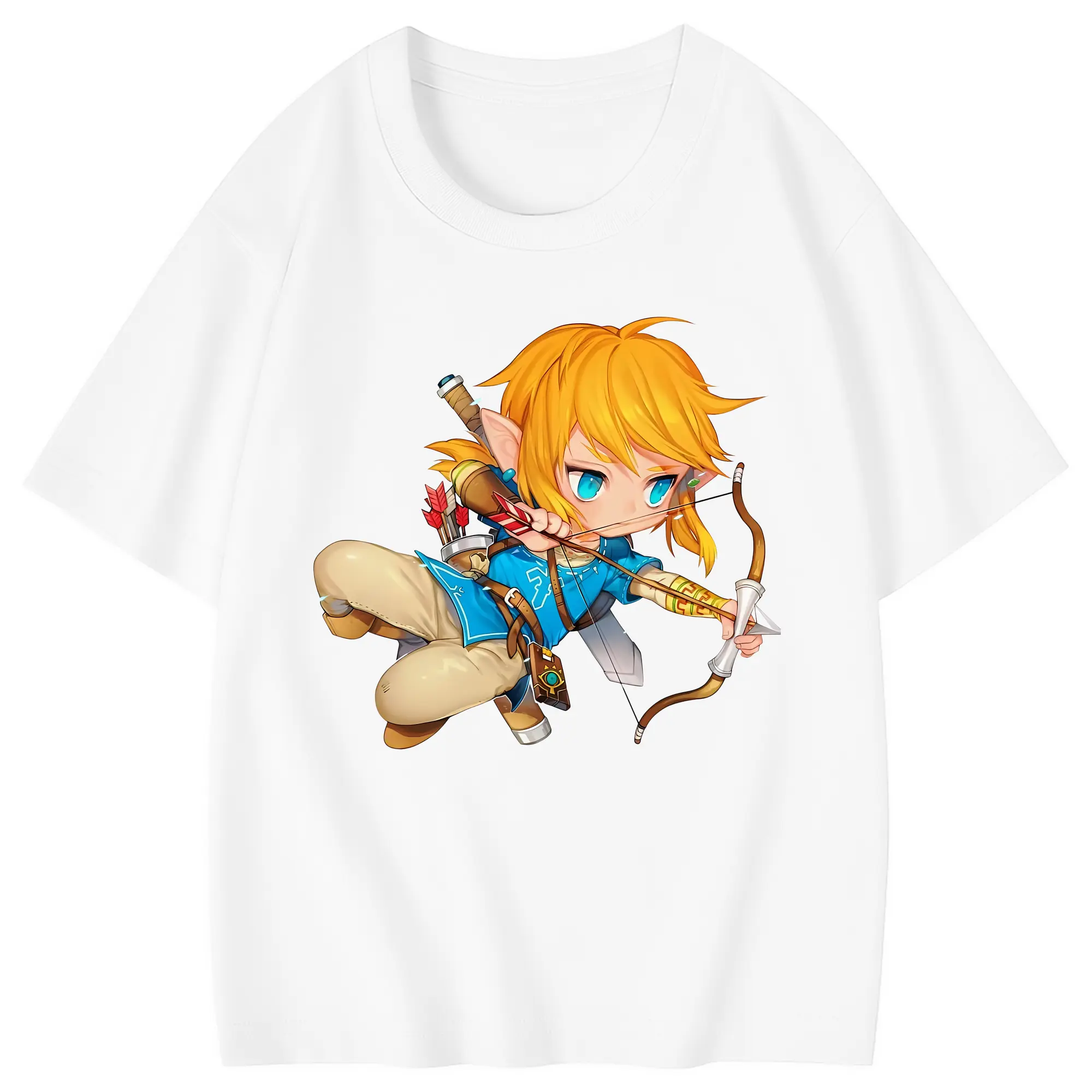 ゼルダの伝説 グッズ,リンク - 綿100％ キッズTシャツ ・ フロントプリント ・ 快適 通気性 ・ スポーツ カジュアル 散歩用