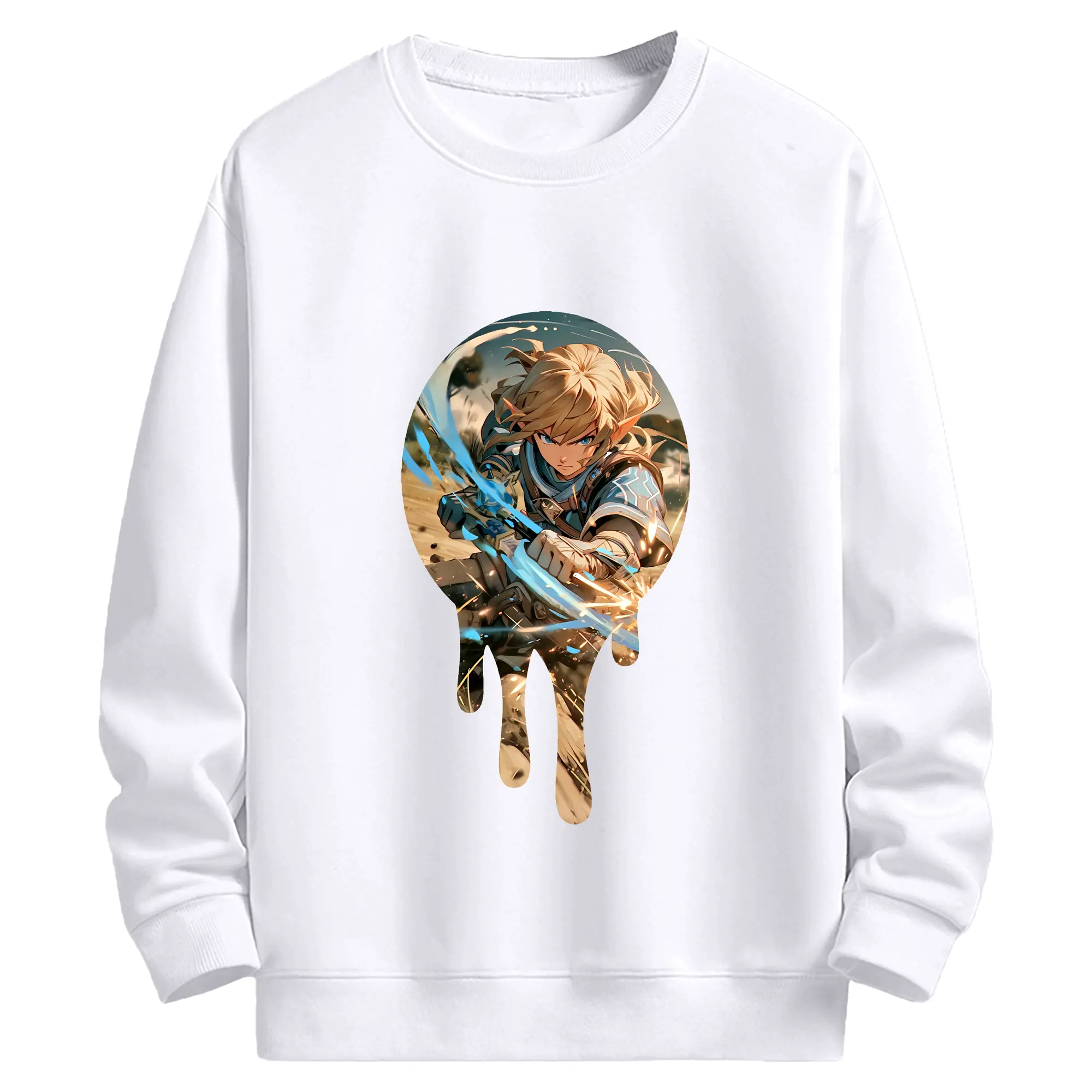 ゼルダの伝説 グッズ,リンク - 高品質 クルーネック スウェット ・ コットン59％ ポリエステル41％ ・ ユニセックス 長袖 トレーナー ・ カジュアル デイリー スポーツ 散歩用