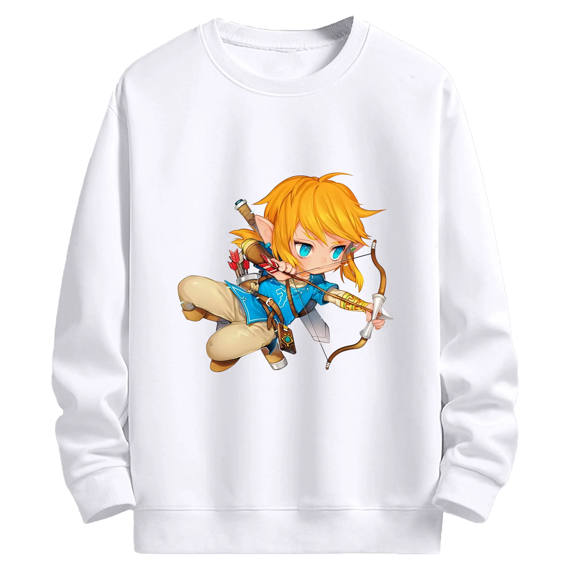 ゼルダの伝説 グッズ,リンク - 高品質 クルーネック スウェット ・ コットン59％ ポリエステル41％ ・ ユニセックス 長袖 トレーナー ・ カジュアル デイリー スポーツ 散歩用