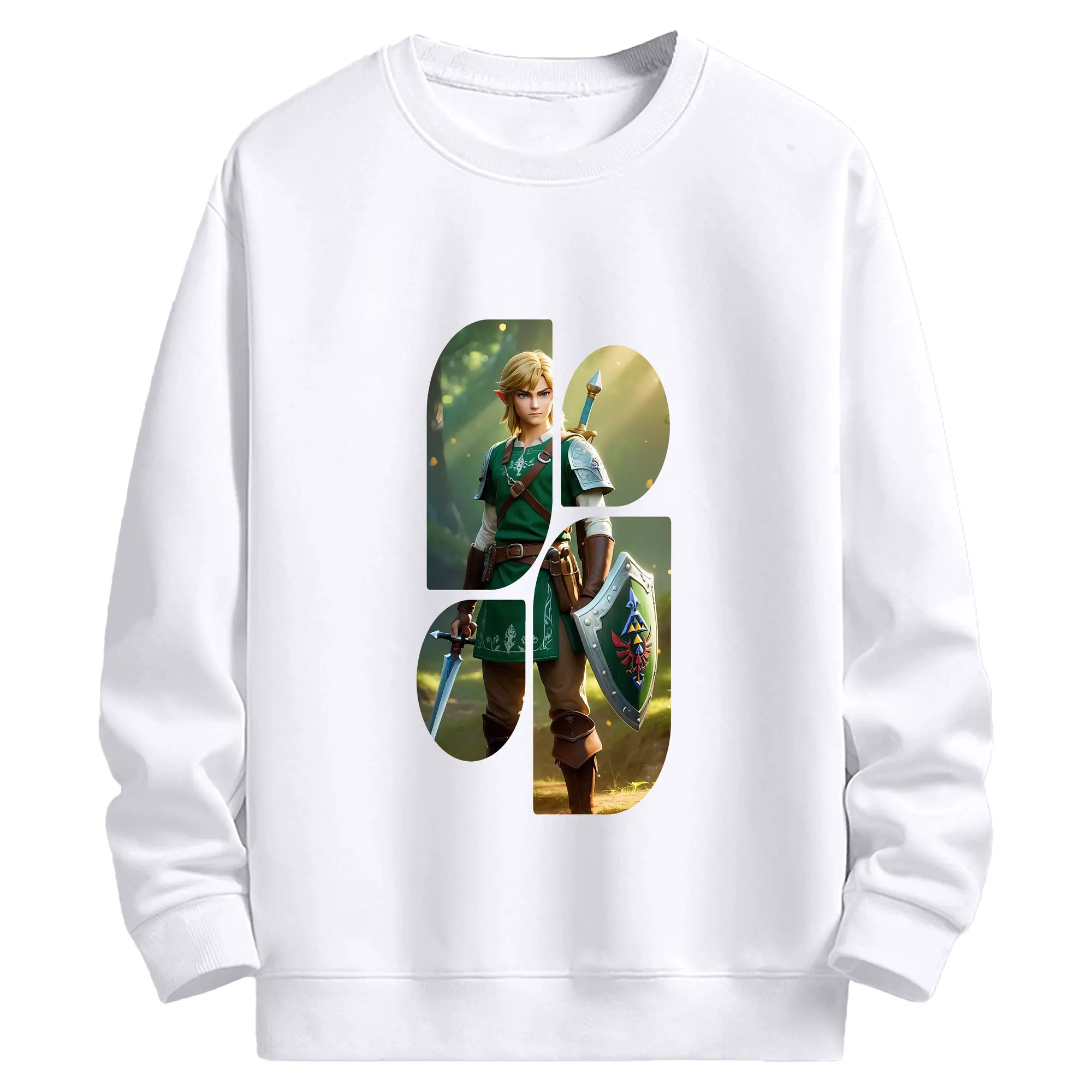 ゼルダの伝説 グッズ,リンク - 高品質 クルーネック スウェット ・ コットン59％ ポリエステル41％ ・ ユニセックス 長袖 トレーナー ・ カジュアル デイリー スポーツ 散歩用