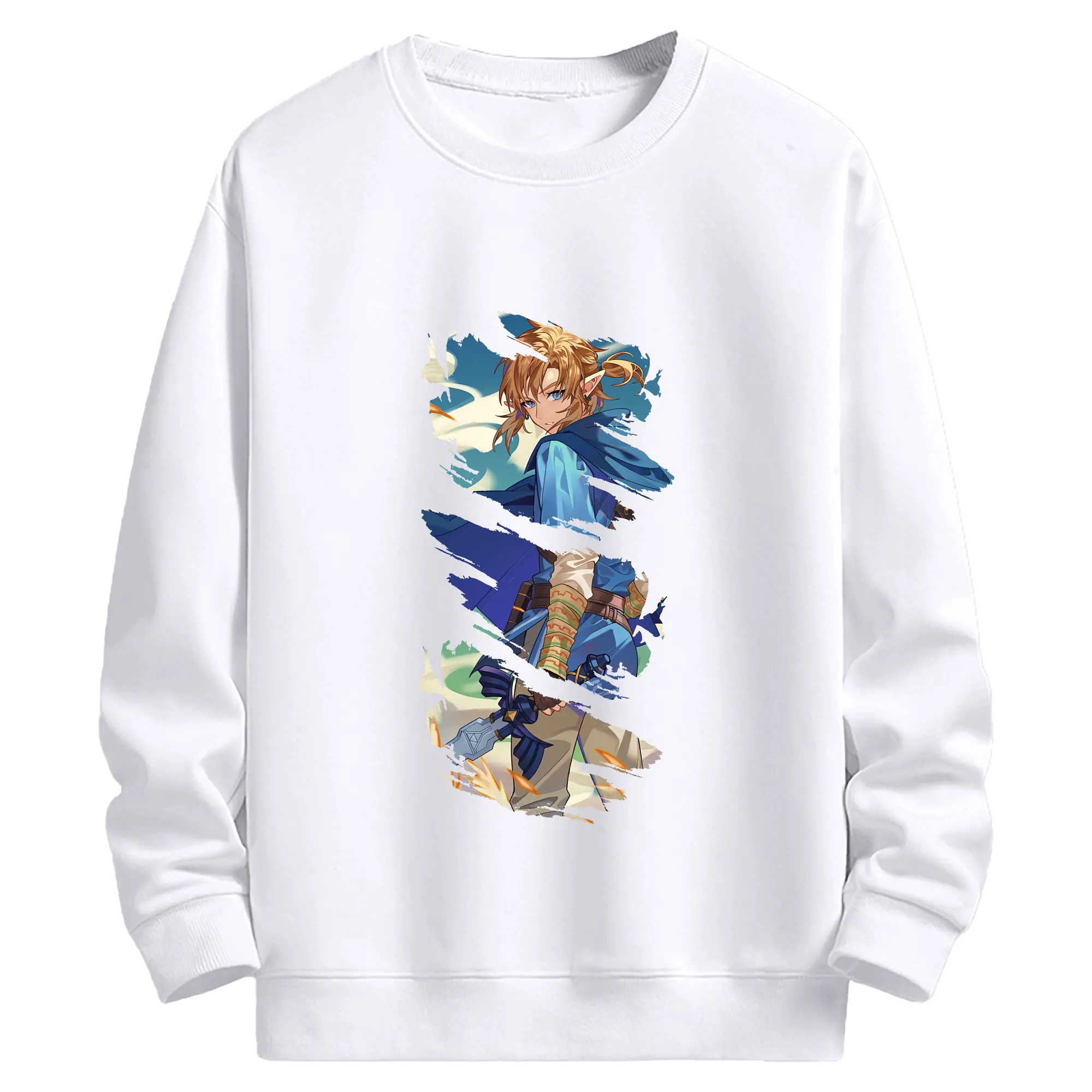 ゼルダの伝説 グッズ,リンク - 高品質 クルーネック スウェット ・ コットン59％ ポリエステル41％ ・ ユニセックス 長袖 トレーナー ・ カジュアル デイリー スポーツ 散歩用