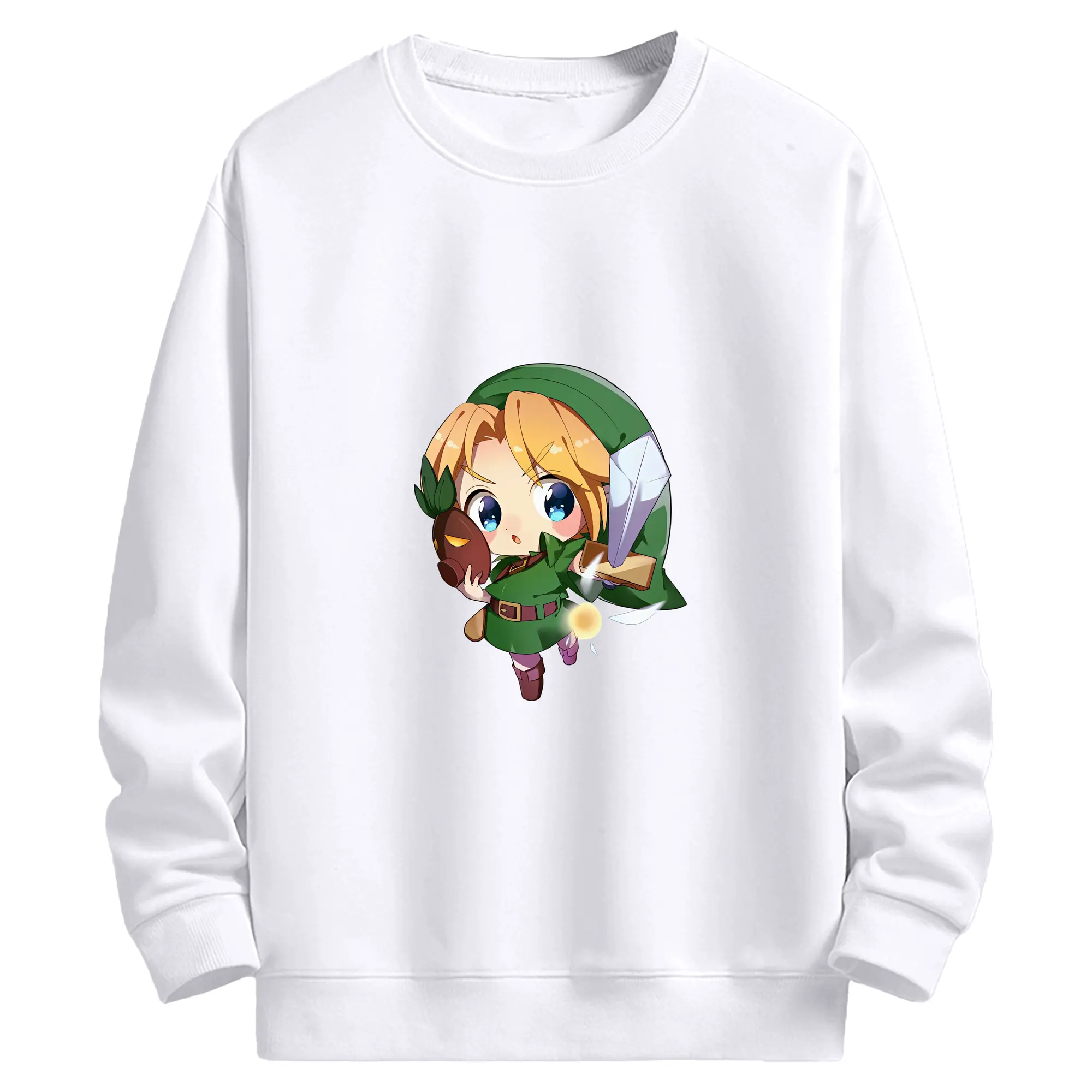 ゼルダの伝説 グッズ,リンク - 高品質 クルーネック スウェット ・ コットン59％ ポリエステル41％ ・ ユニセックス 長袖 トレーナー ・ カジュアル デイリー スポーツ 散歩用