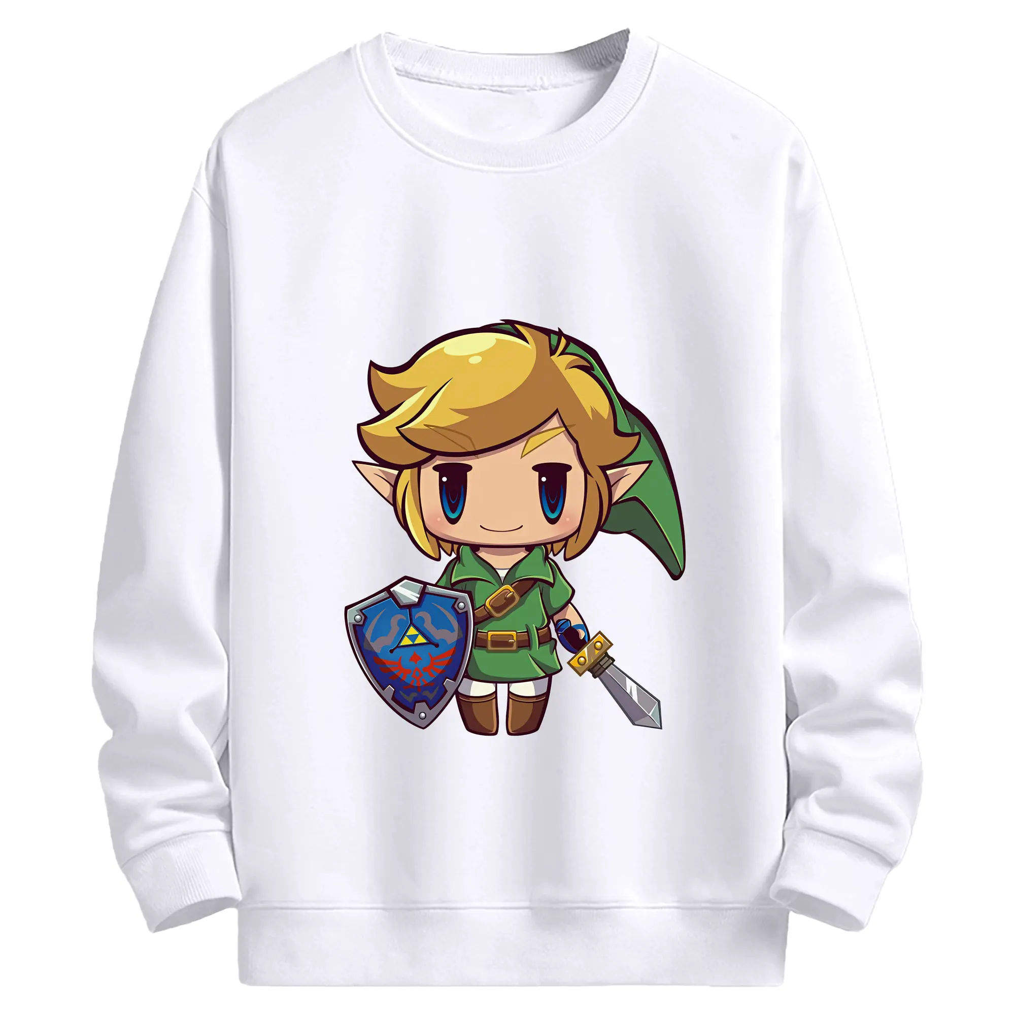 ゼルダの伝説 グッズ,リンク - 高品質 クルーネック スウェット ・ コットン59％ ポリエステル41％ ・ ユニセックス 長袖 トレーナー ・ カジュアル デイリー スポーツ 散歩用