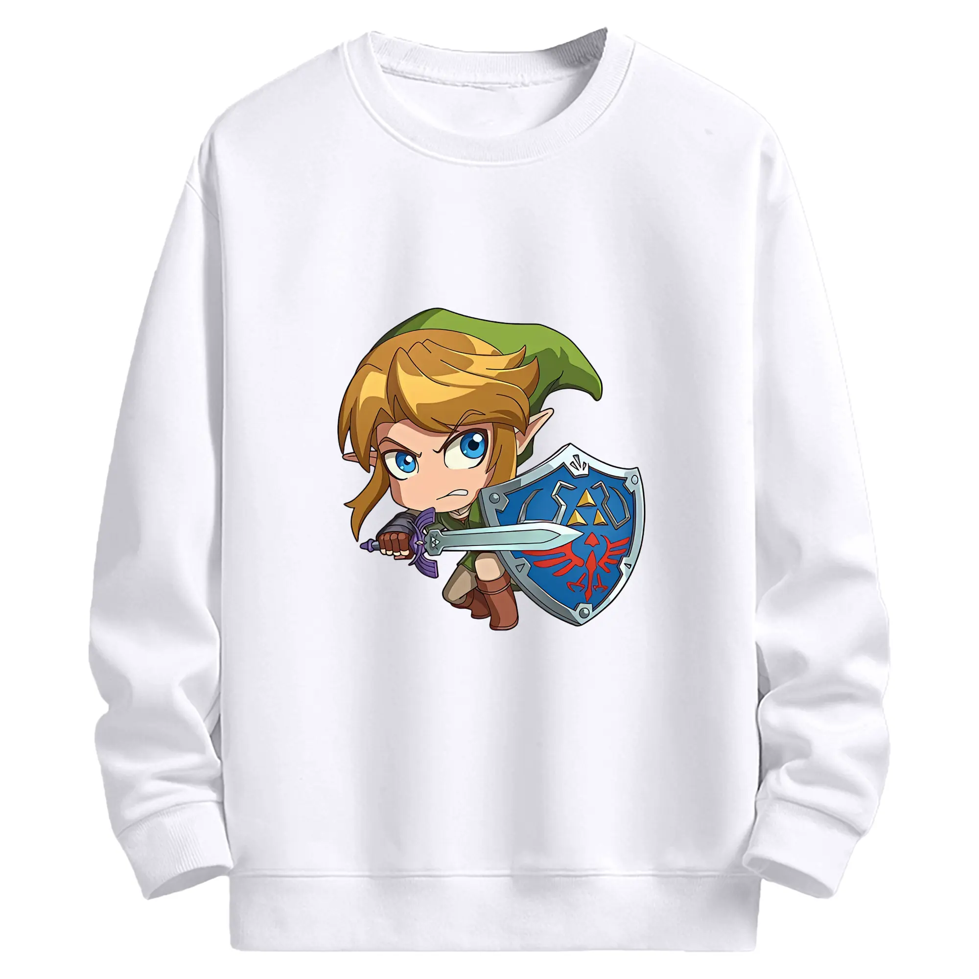 ゼルダの伝説 グッズ,リンク - 高品質 クルーネック スウェット ・ コットン59％ ポリエステル41％ ・ ユニセックス 長袖 トレーナー ・ カジュアル デイリー スポーツ 散歩用