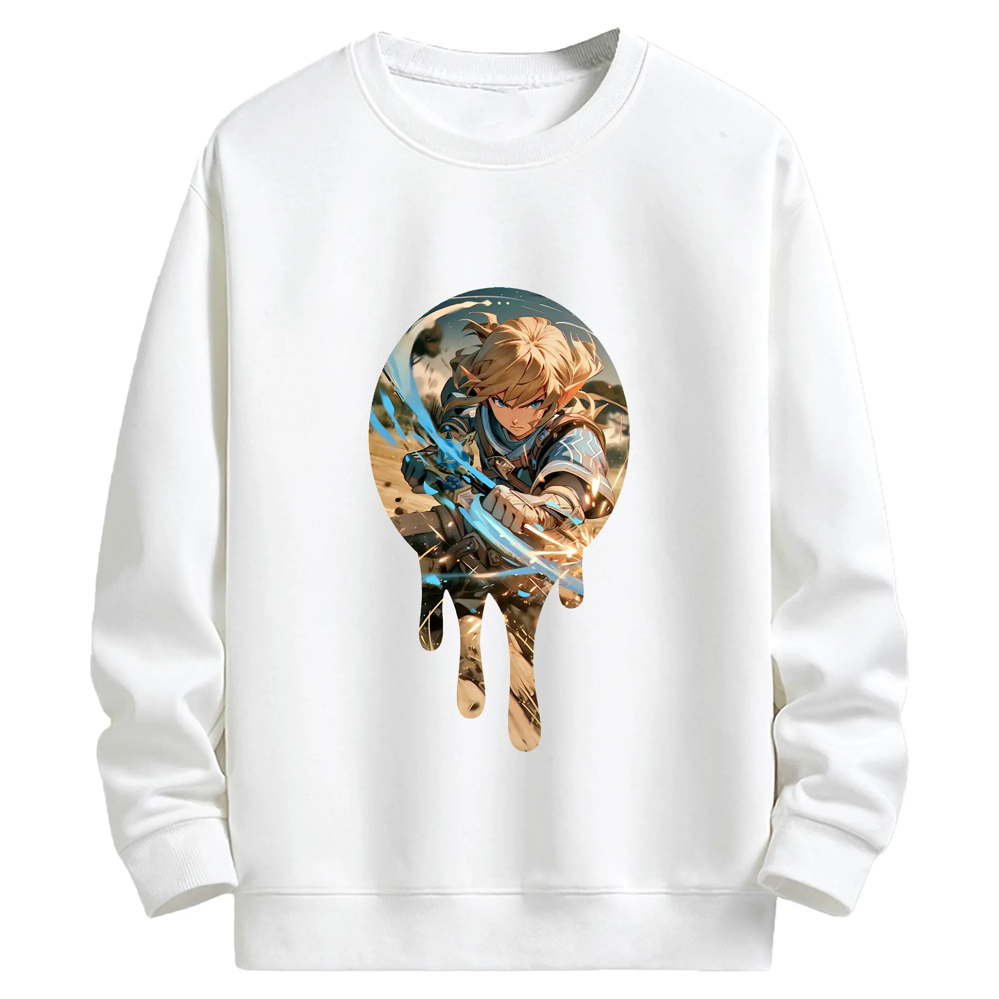 ゼルダの伝説 グッズ,リンク - キッズ クルーネックスウェットシャツ ・ フロントプリント ・ 綿80％ ポリエステル20％ ・ 快適 通学 スポーツ 日常使い お散歩用