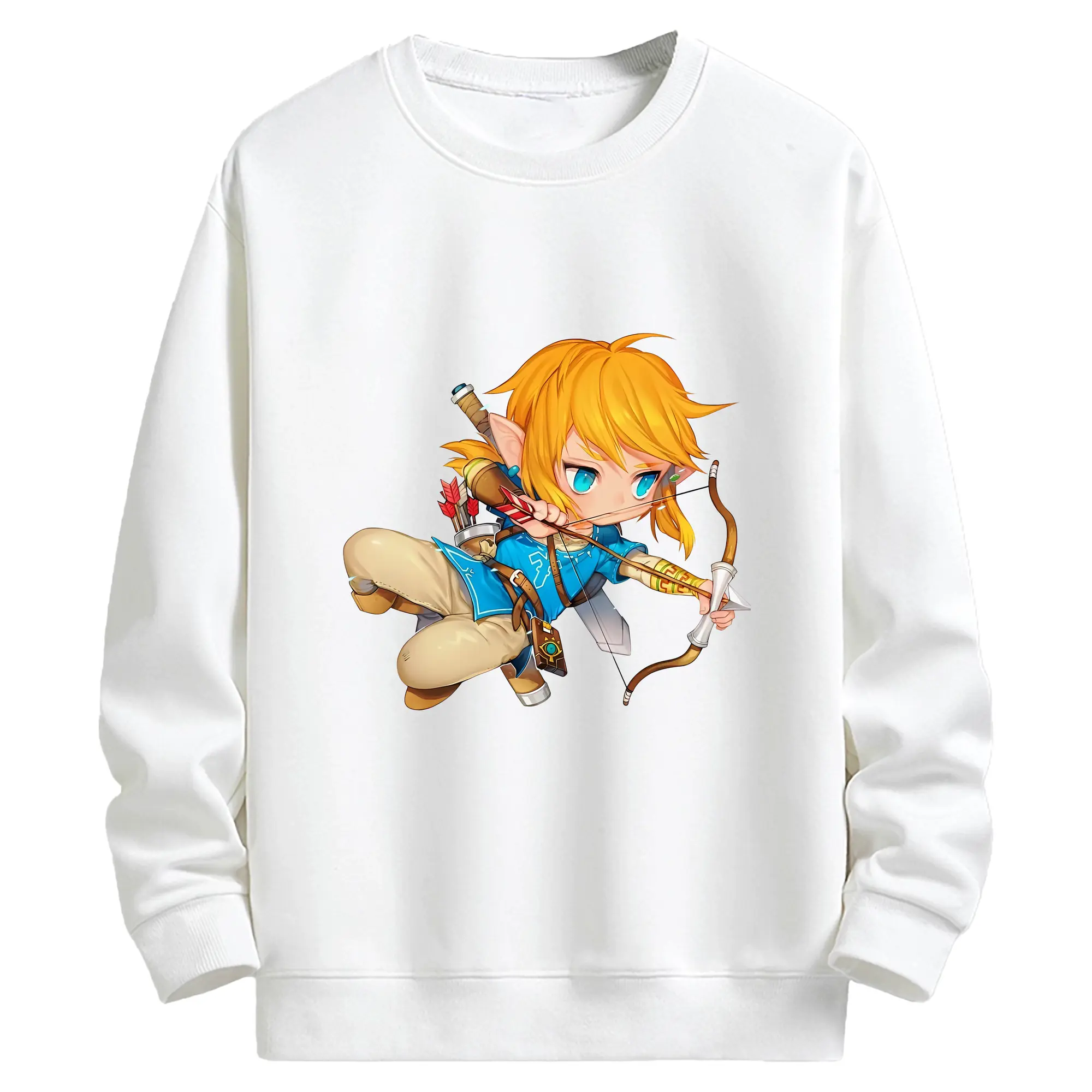 ゼルダの伝説 グッズ,リンク - キッズ クルーネックスウェットシャツ ・ フロントプリント ・ 綿80％ ポリエステル20％ ・ 快適 通学 スポーツ 日常使い お散歩用