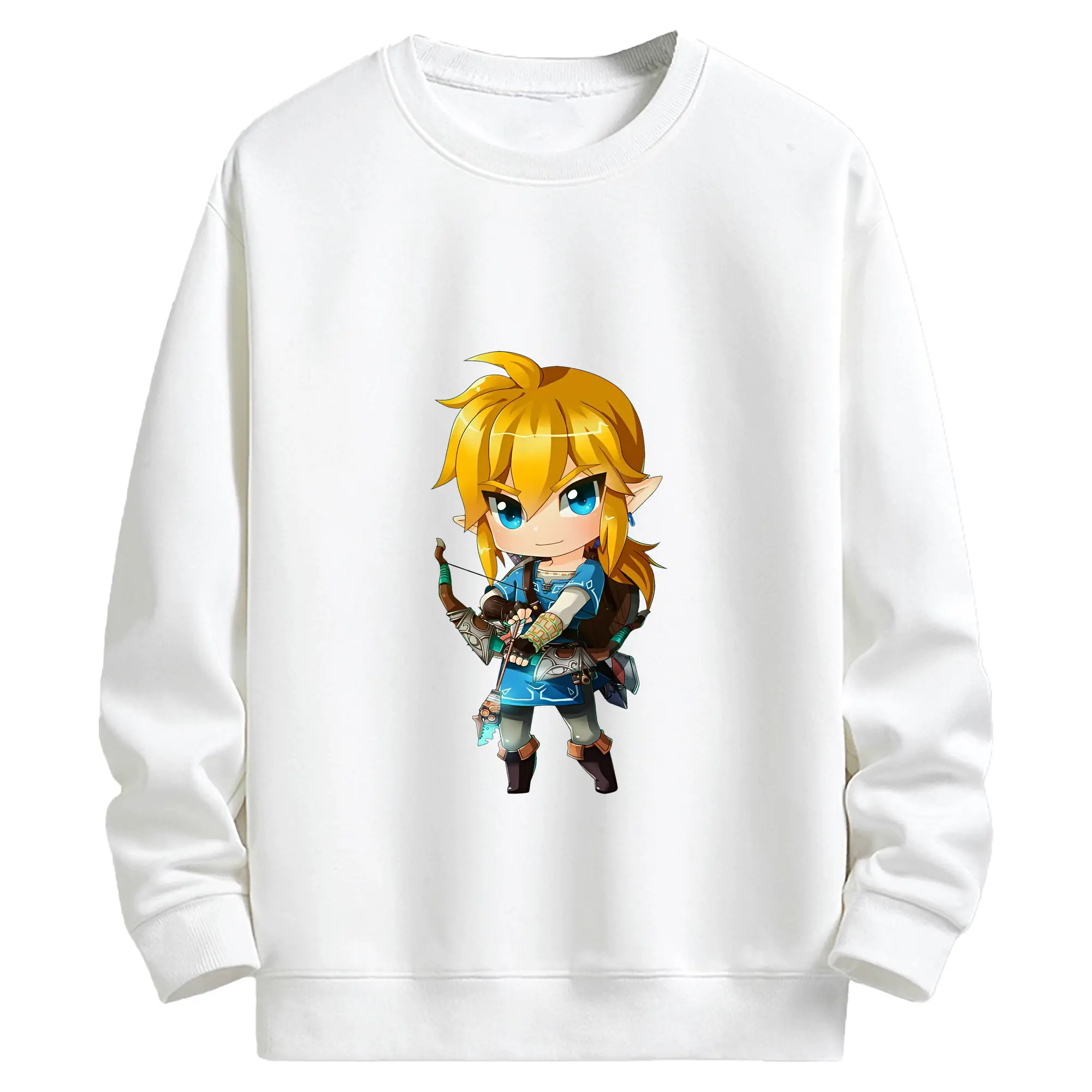 ゼルダの伝説 グッズ,リンク - キッズ クルーネックスウェットシャツ ・ フロントプリント ・ 綿80％ ポリエステル20％ ・ 快適 通学 スポーツ 日常使い お散歩用