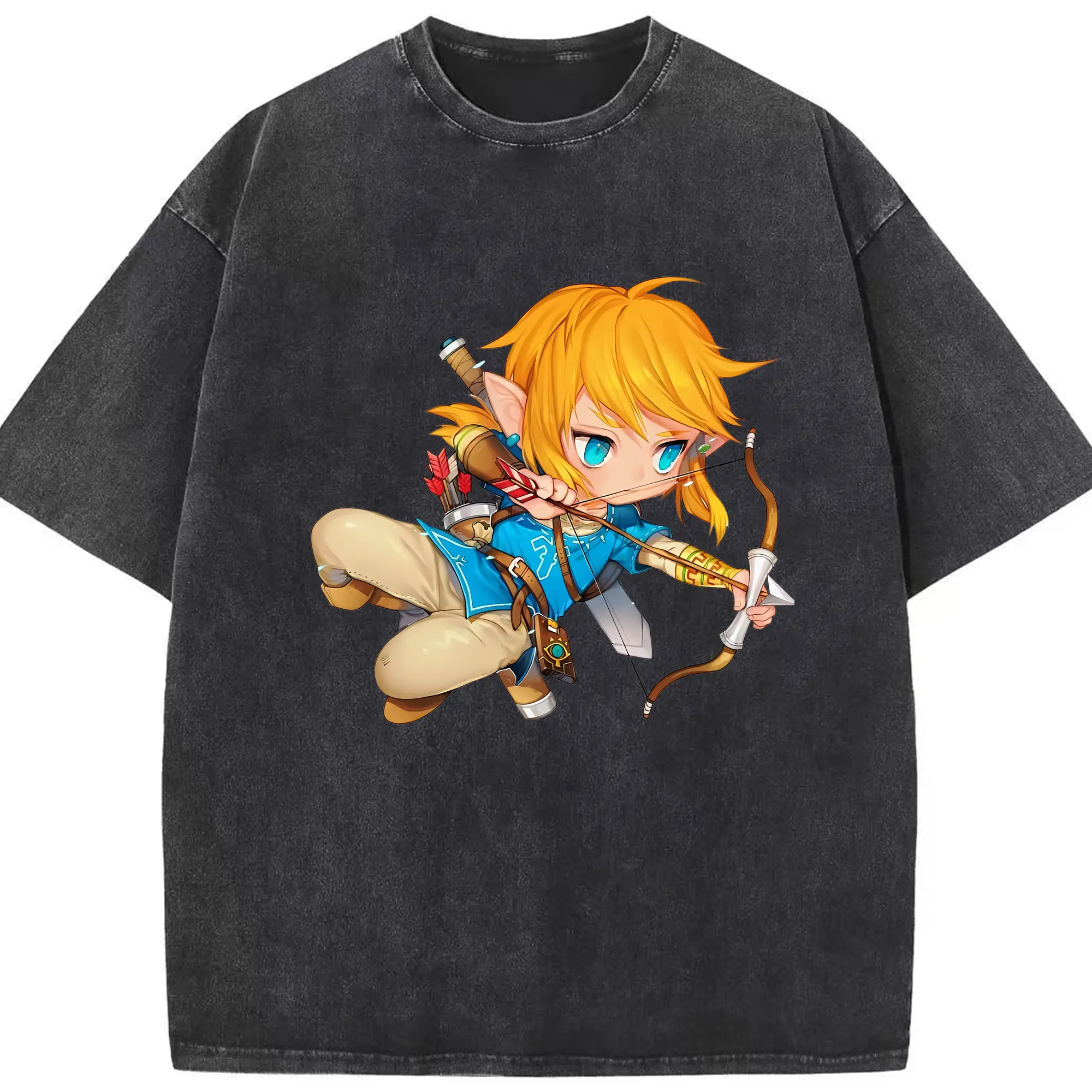 ゼルダの伝説 グッズ,リンク - 綿100％ ヴィンテージ風 半袖Tシャツ ・ フロントプリント ・ 柔らか肌触り ・ 通気性 快適 ・ スポーツ カジュアル 外出用