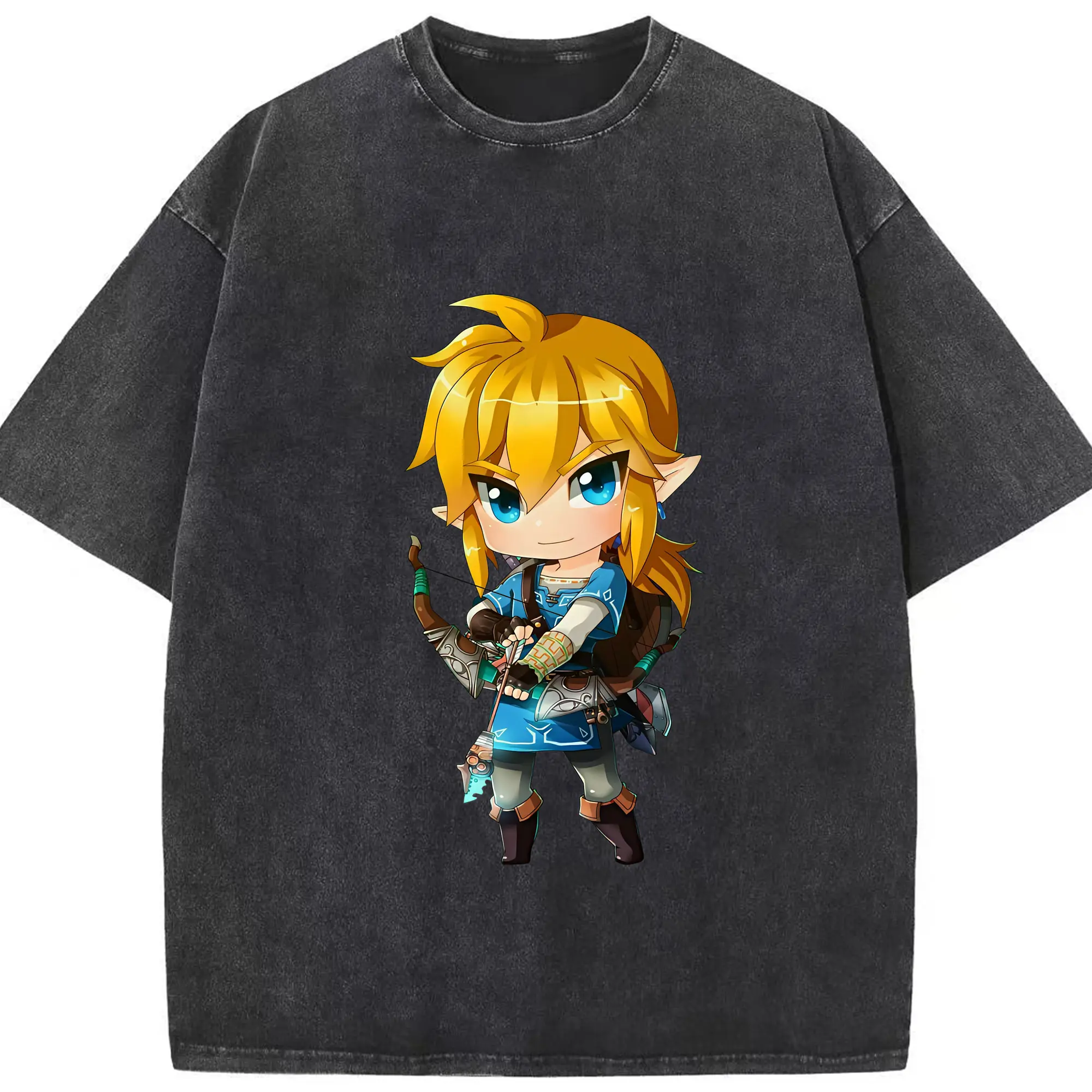 ゼルダの伝説 グッズ,リンク - 綿100％ ヴィンテージ風 半袖Tシャツ ・ フロントプリント ・ 柔らか肌触り ・ 通気性 快適 ・ スポーツ カジュアル 外出用